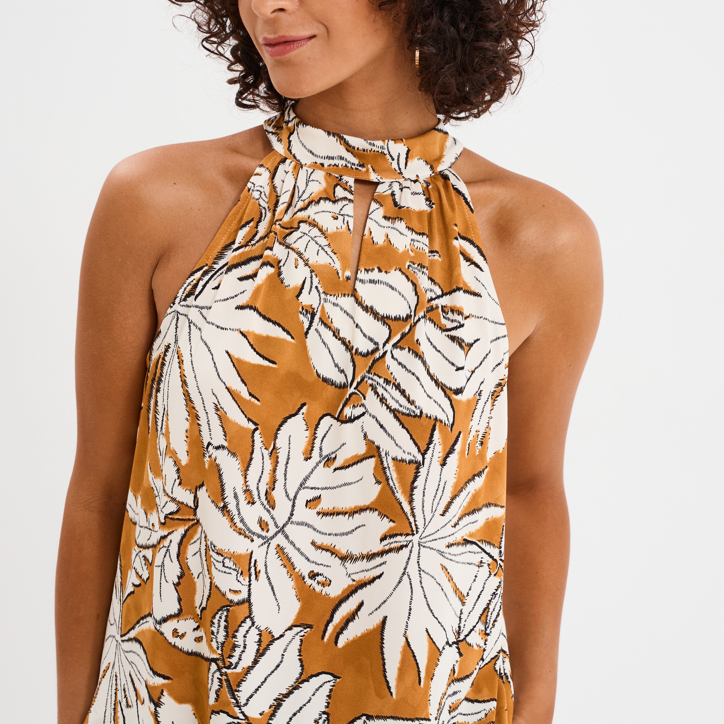 debardeur encolure americaine jaune moutarde femme Débardeur encolure américaine jaune moutarde femme