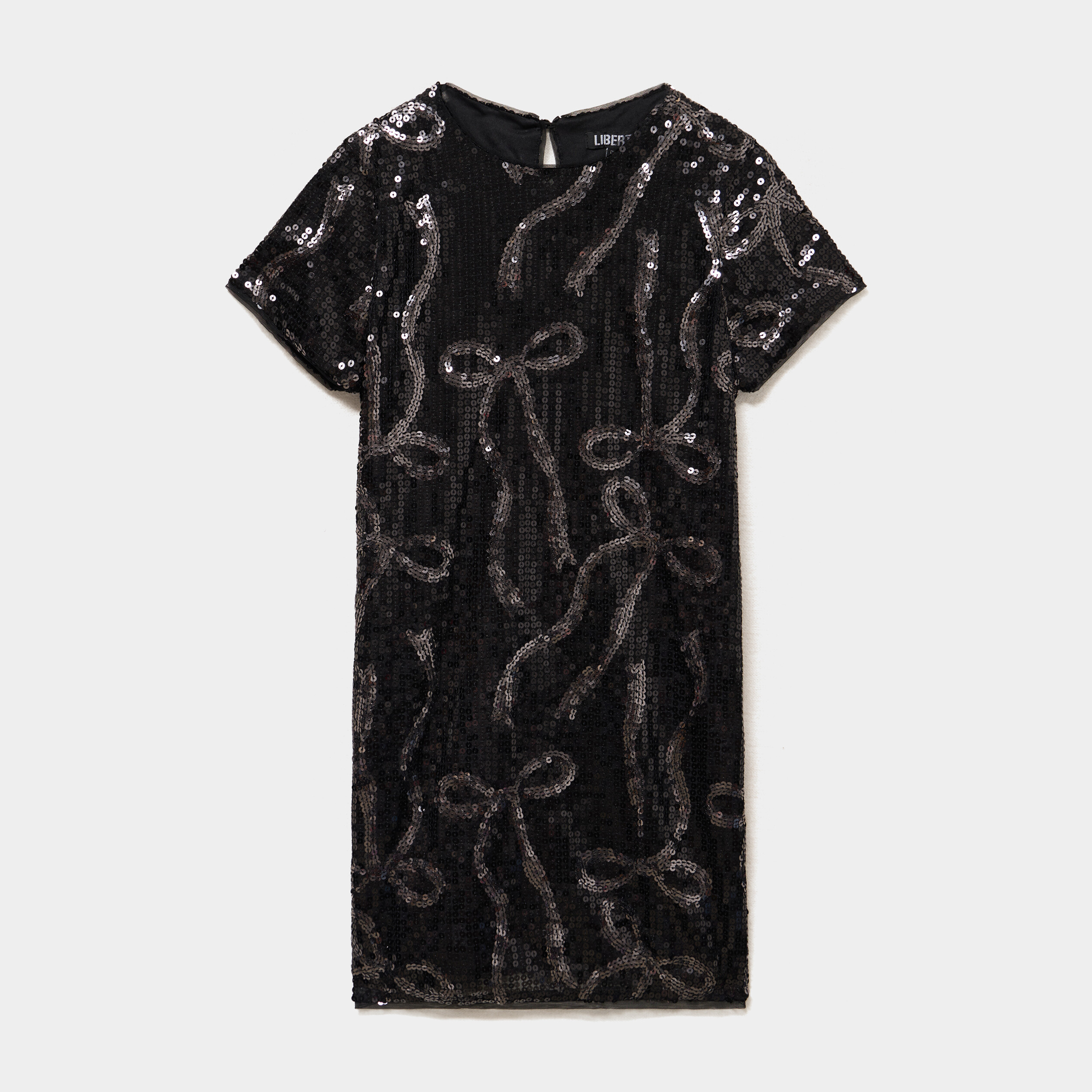 Robe &agrave; sequins manches courtes noir fille