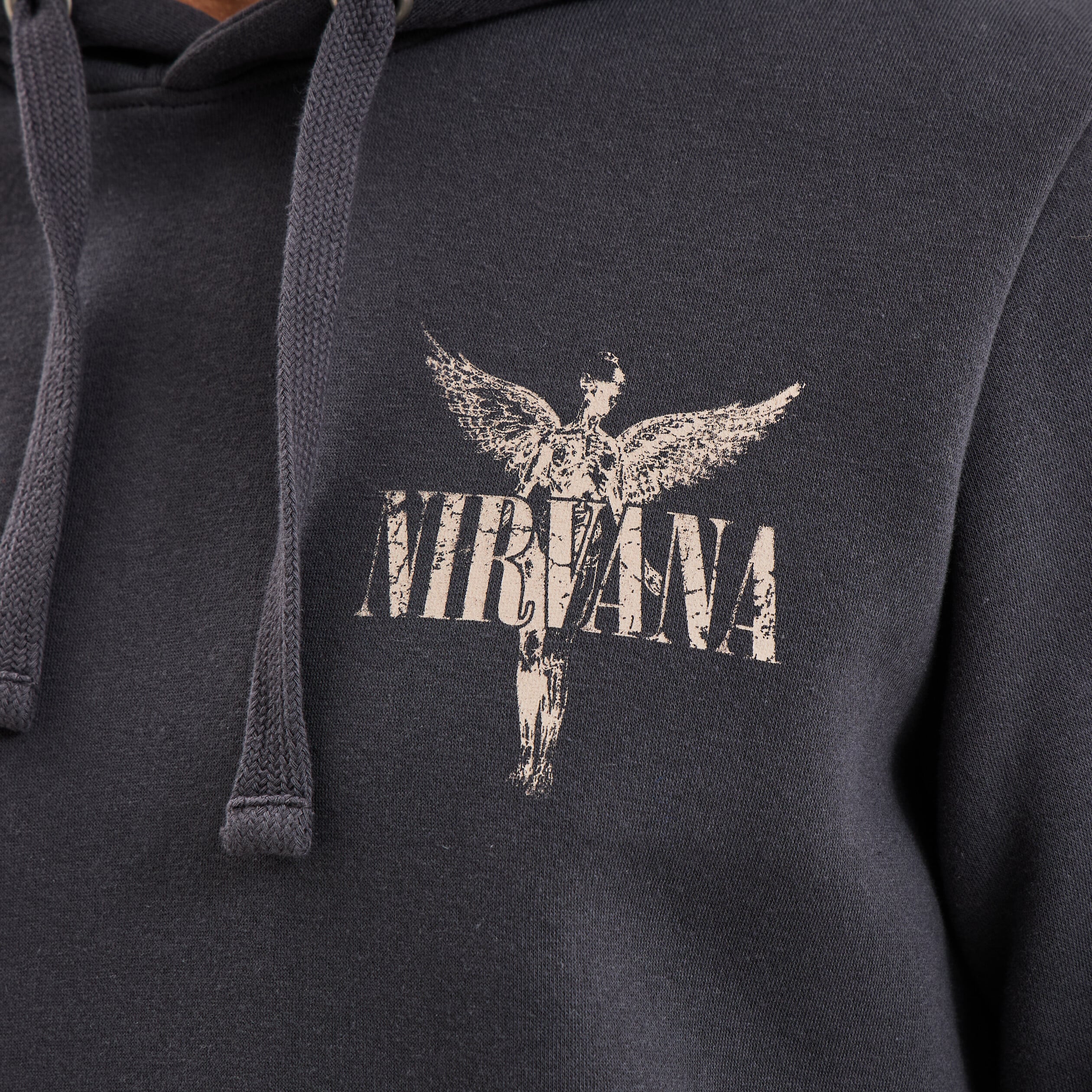Sweat hoodie 1 poche Nirvana gris fonc&eacute; homme