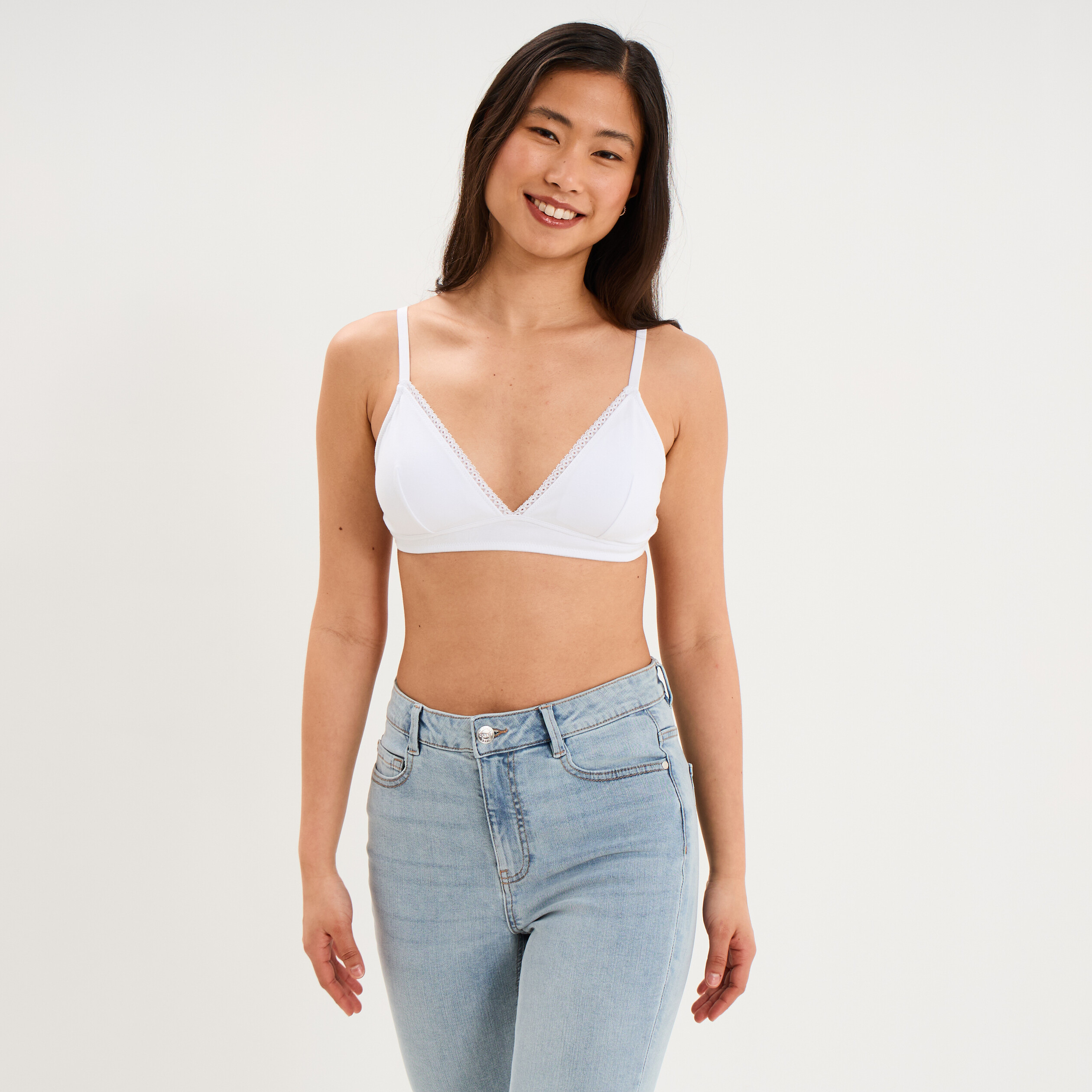 Soutien-gorge triangle padd&eacute; coton blanc femme