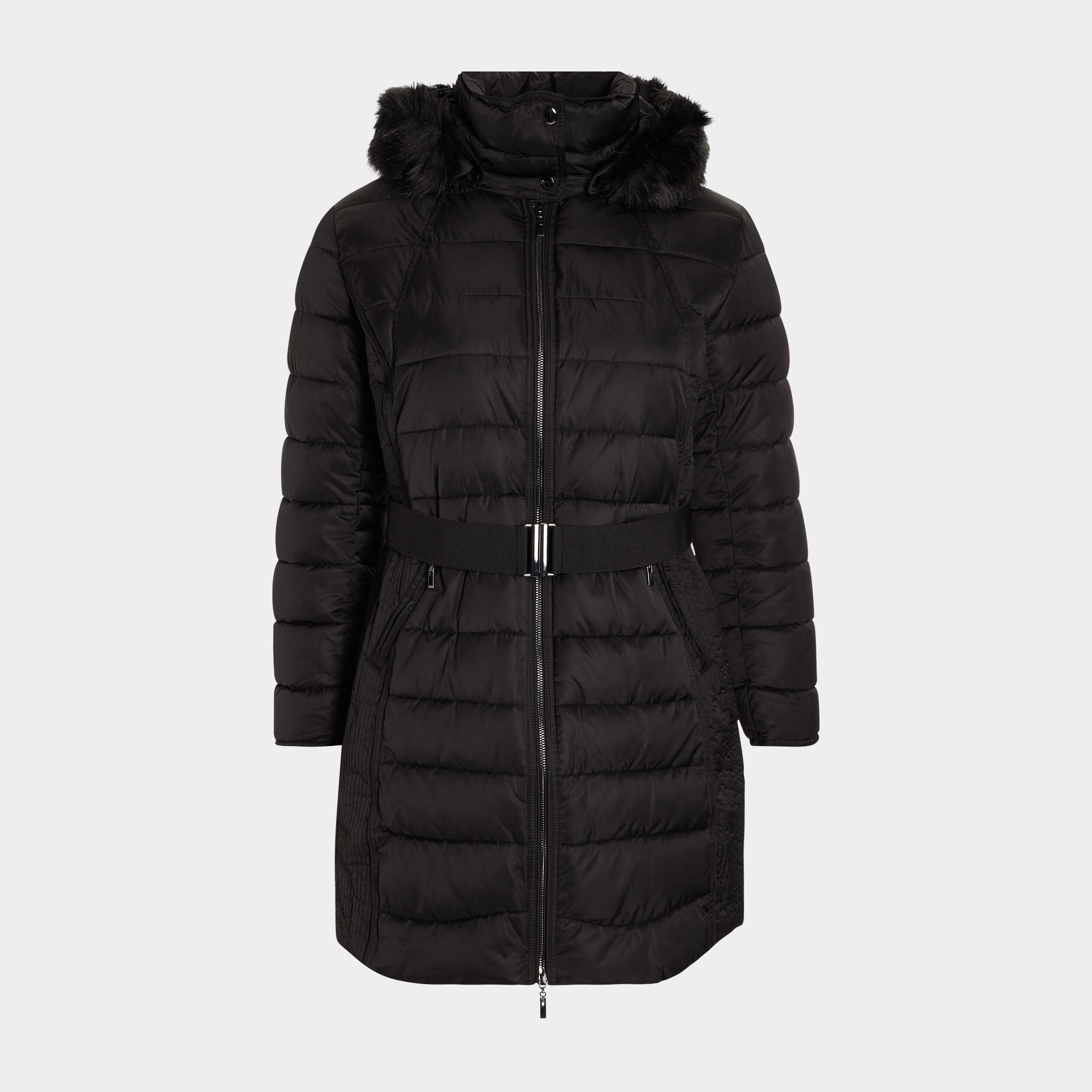doudoune longue deperlante a capuche noir femmegt Doudoune longue déperlante à capuche noir femme grande taille