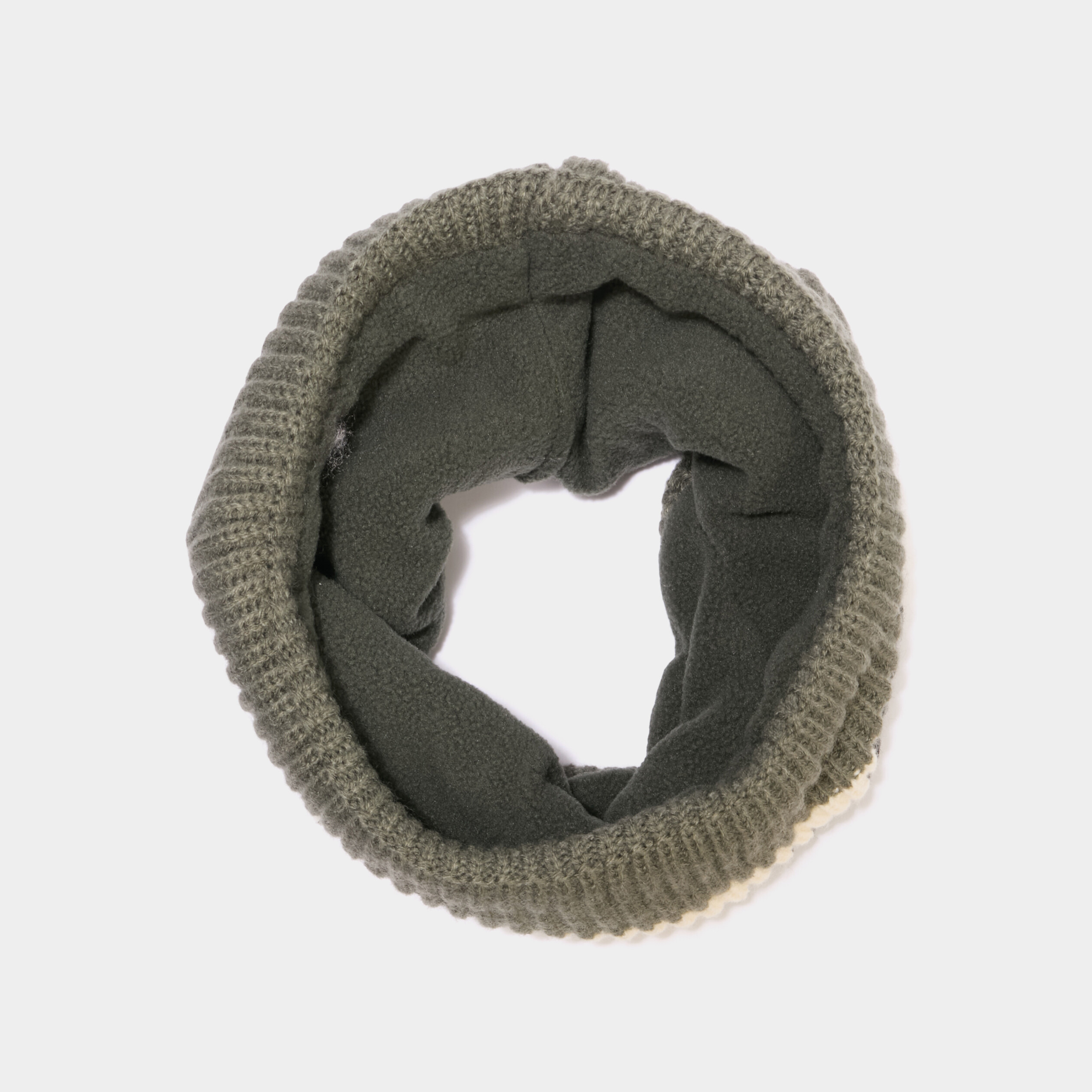 Ensemble tour de cou et bonnet vert kaki gar&ccedil;on