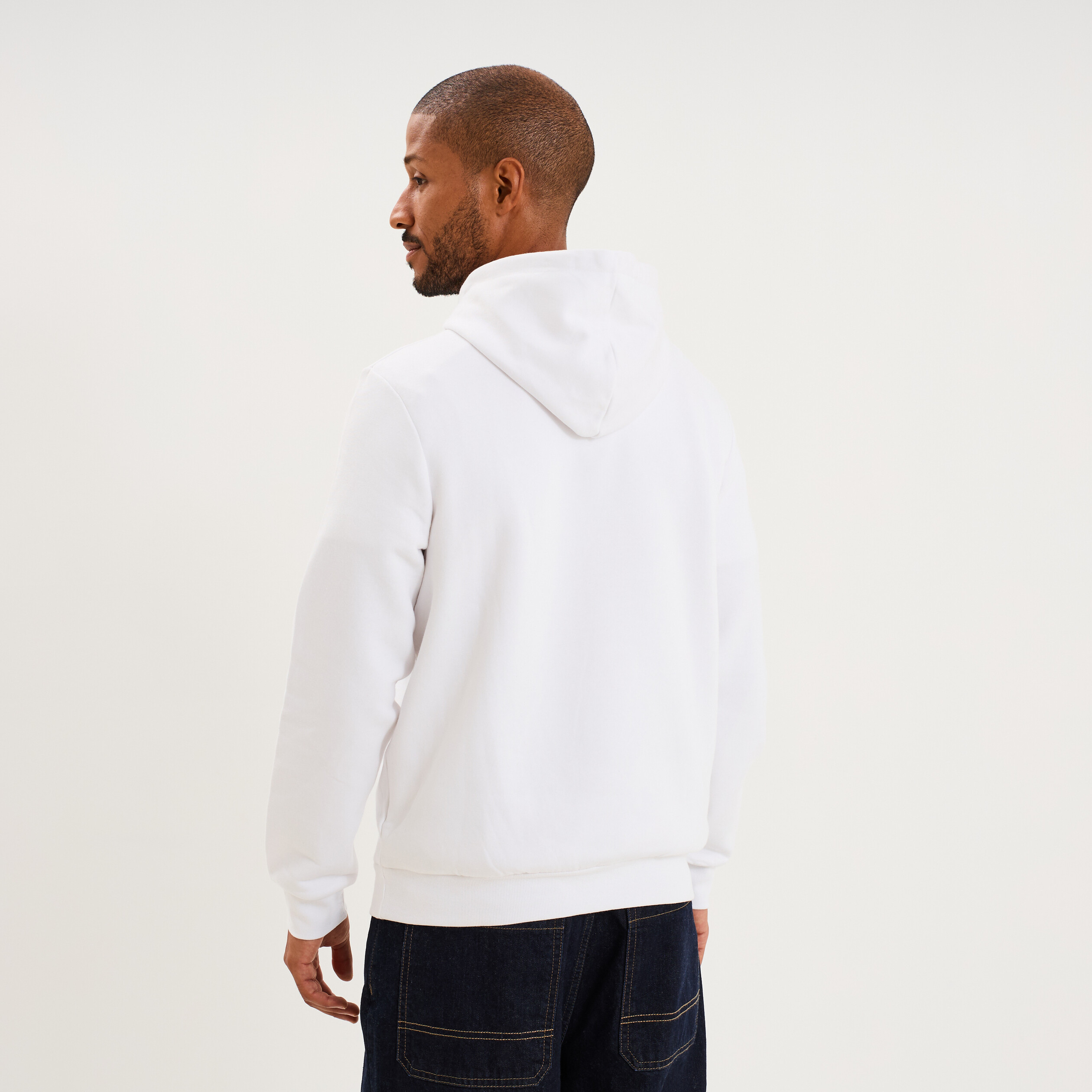 Sweat molleton &agrave; capuche hoodie blanc homme