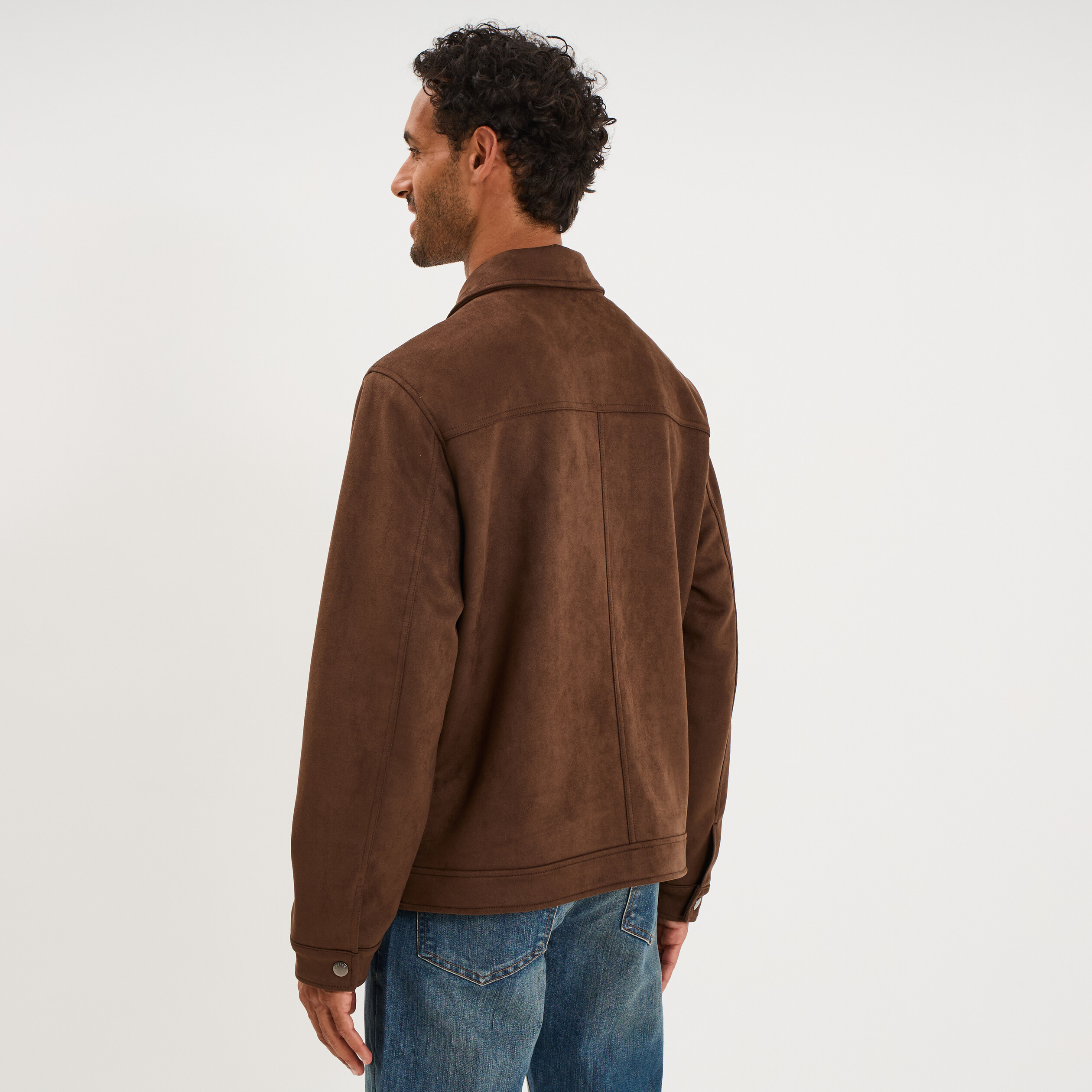 Veste droite zipp&eacute;e effet simili cuir camel homme