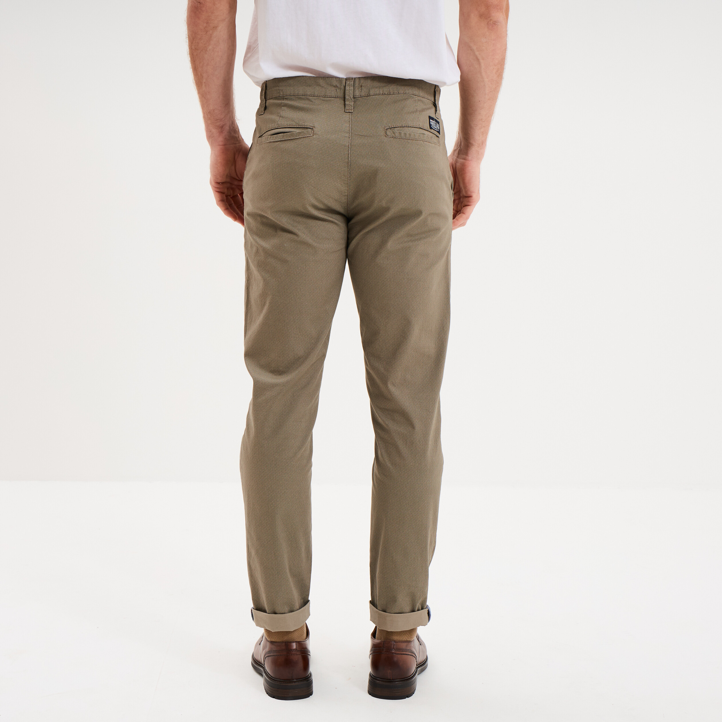 Pantalon chino slim stretch vert olive homme