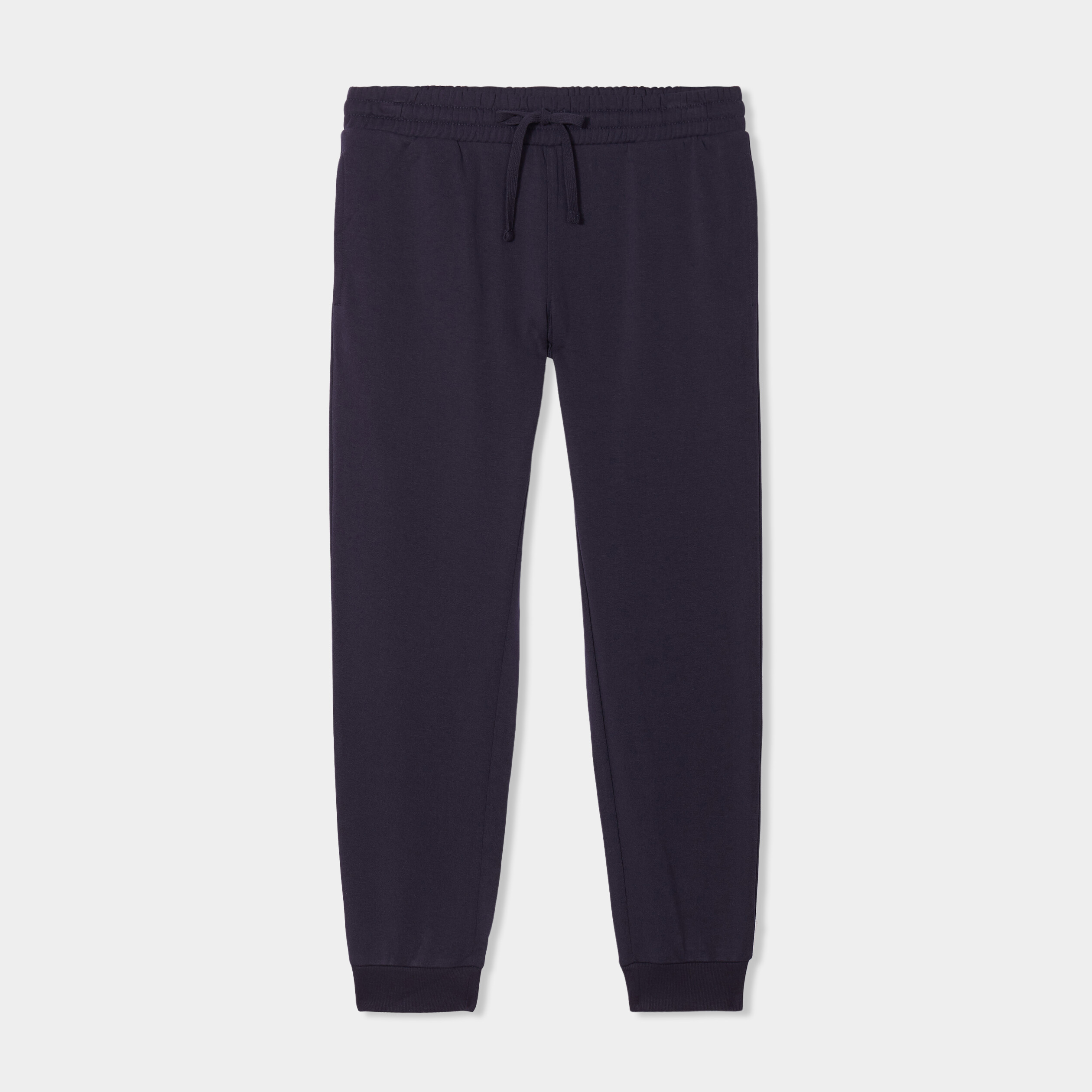Pantalon jogging droit molleton bleu marine homme