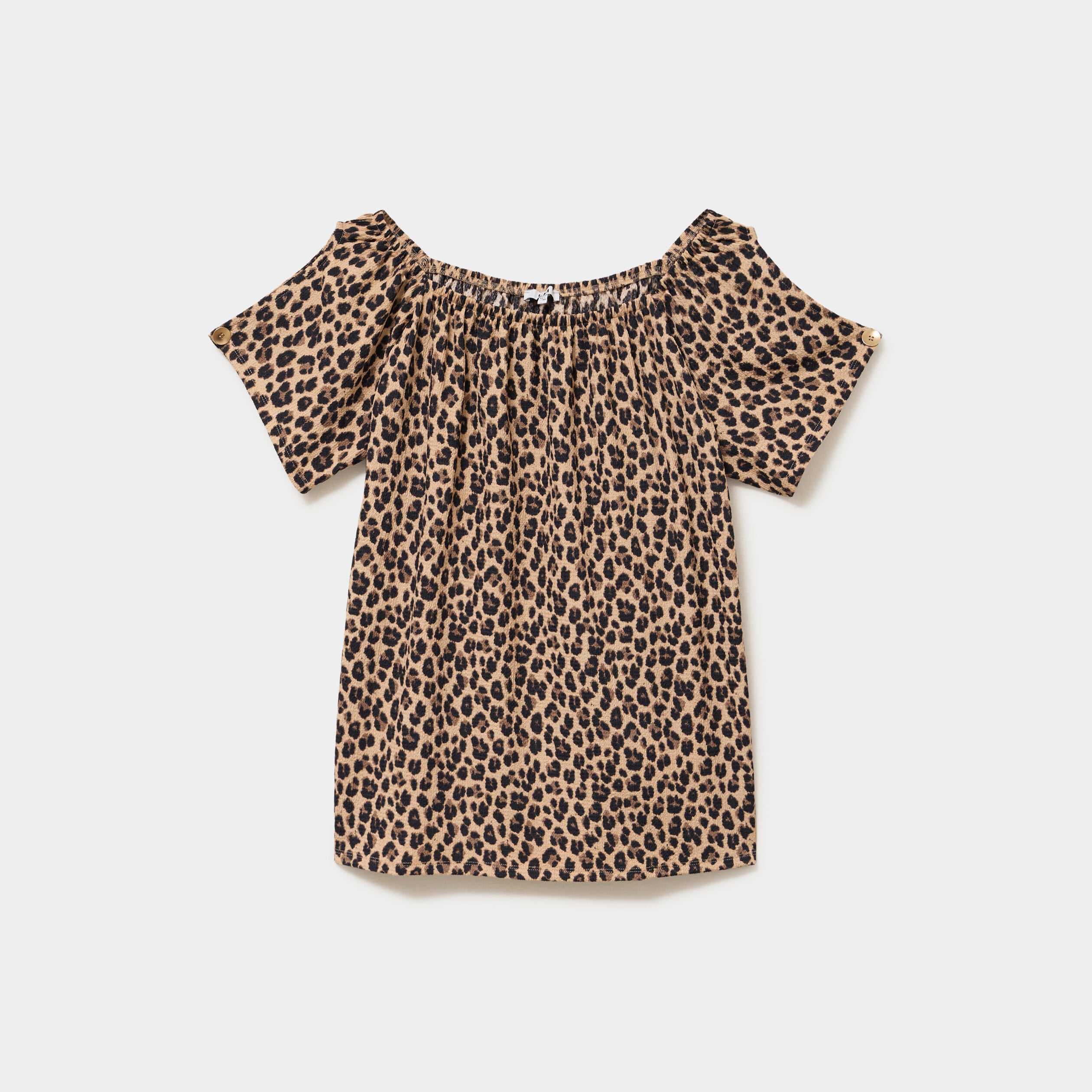 T-shirt gaufr&eacute; avec manches &agrave; noeuds beige clair femme grande taille
