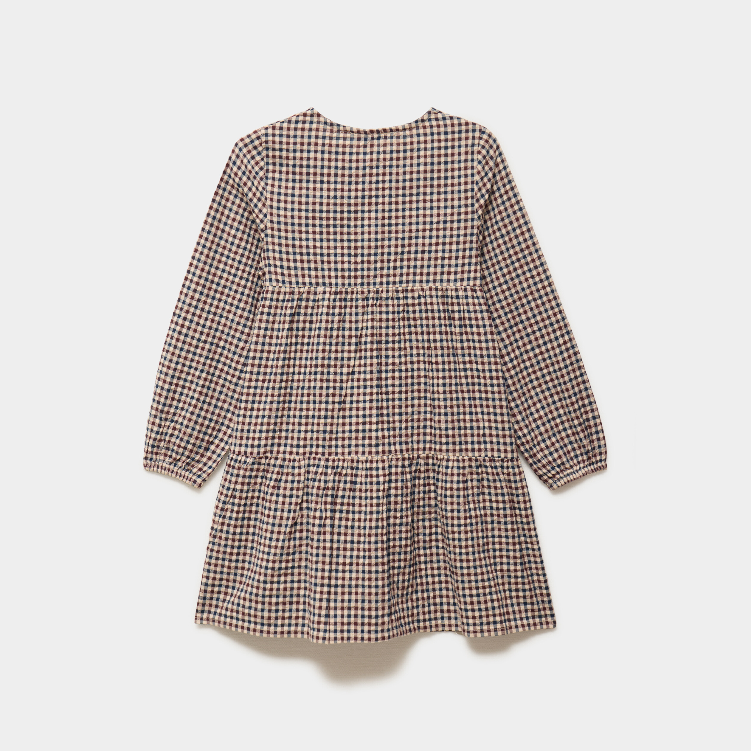 Robe courte trap&egrave;ze &agrave; volants coton marron fille