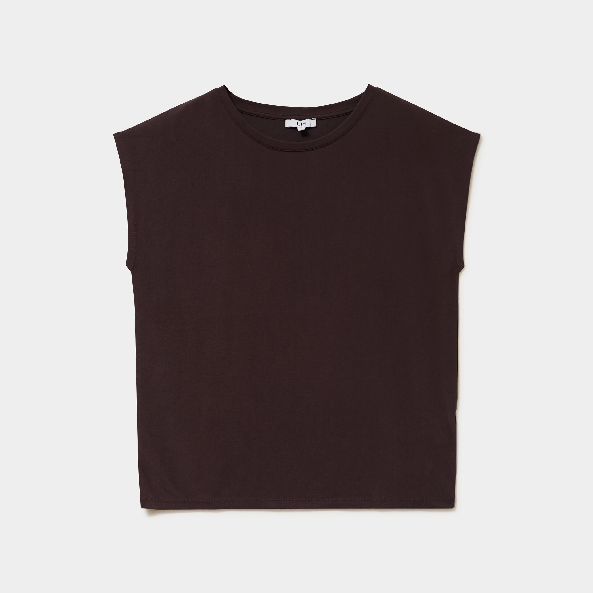 T-shirt manches courtes coupe droite marron fonc&eacute; femme