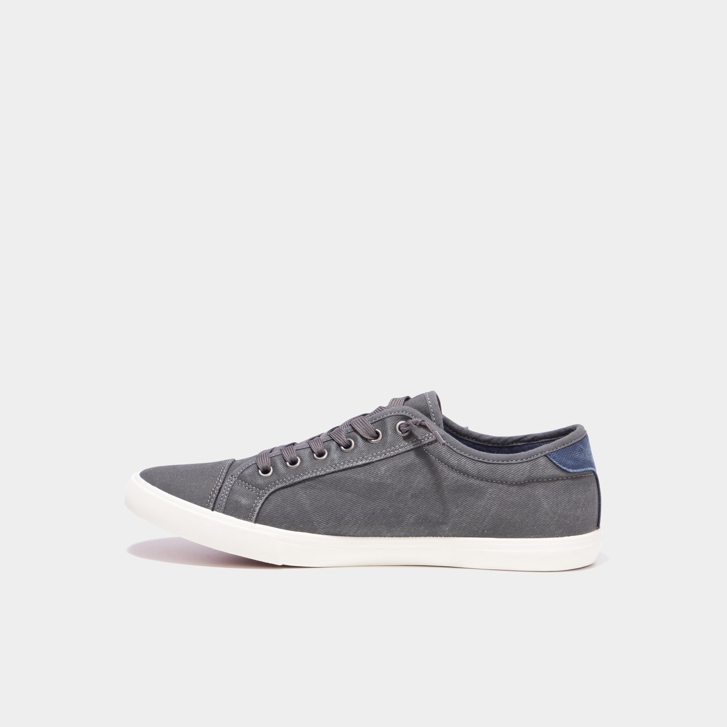 Tennis basses en toile effet denim gris homme