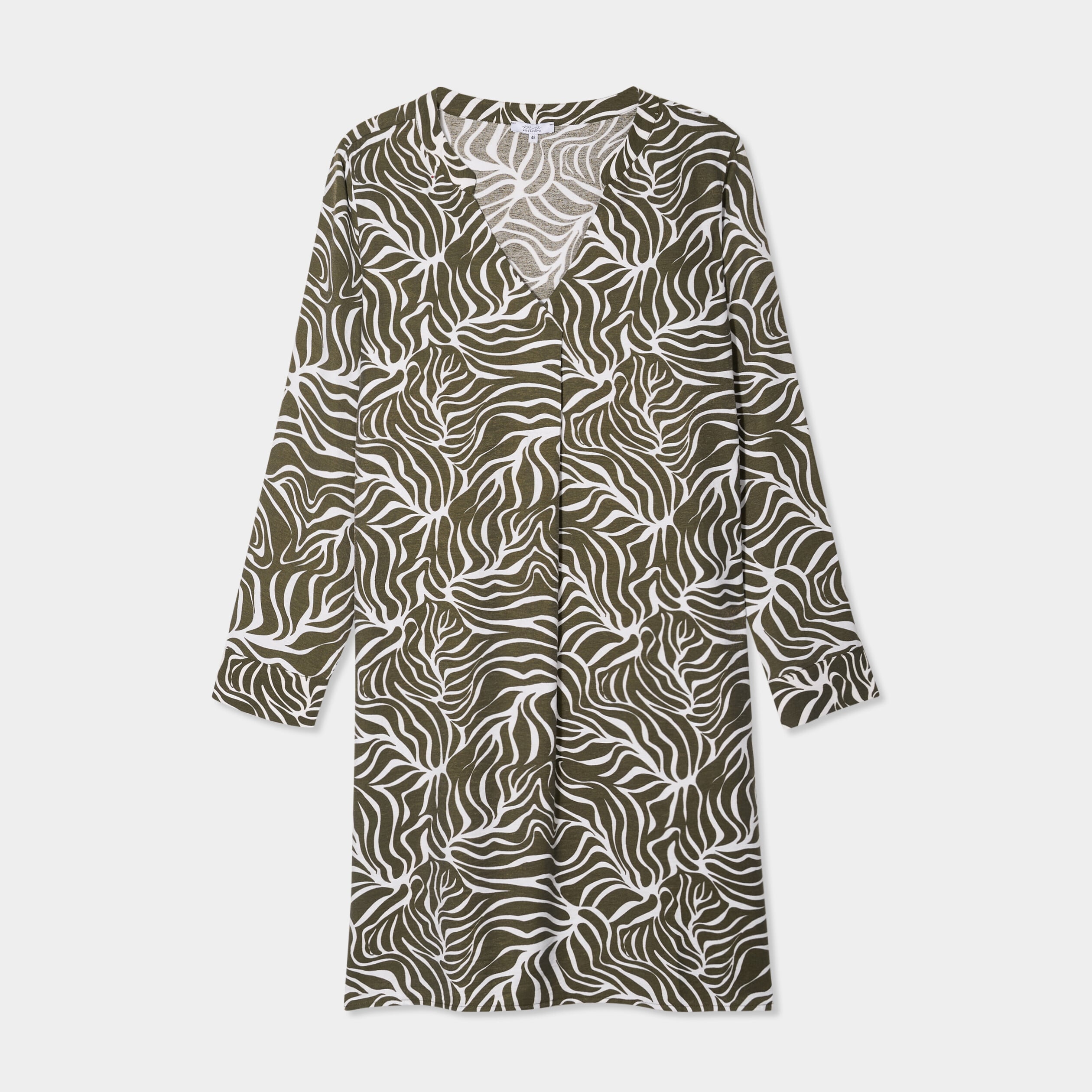 Robe courte ample col en V vert kaki femme grande taille