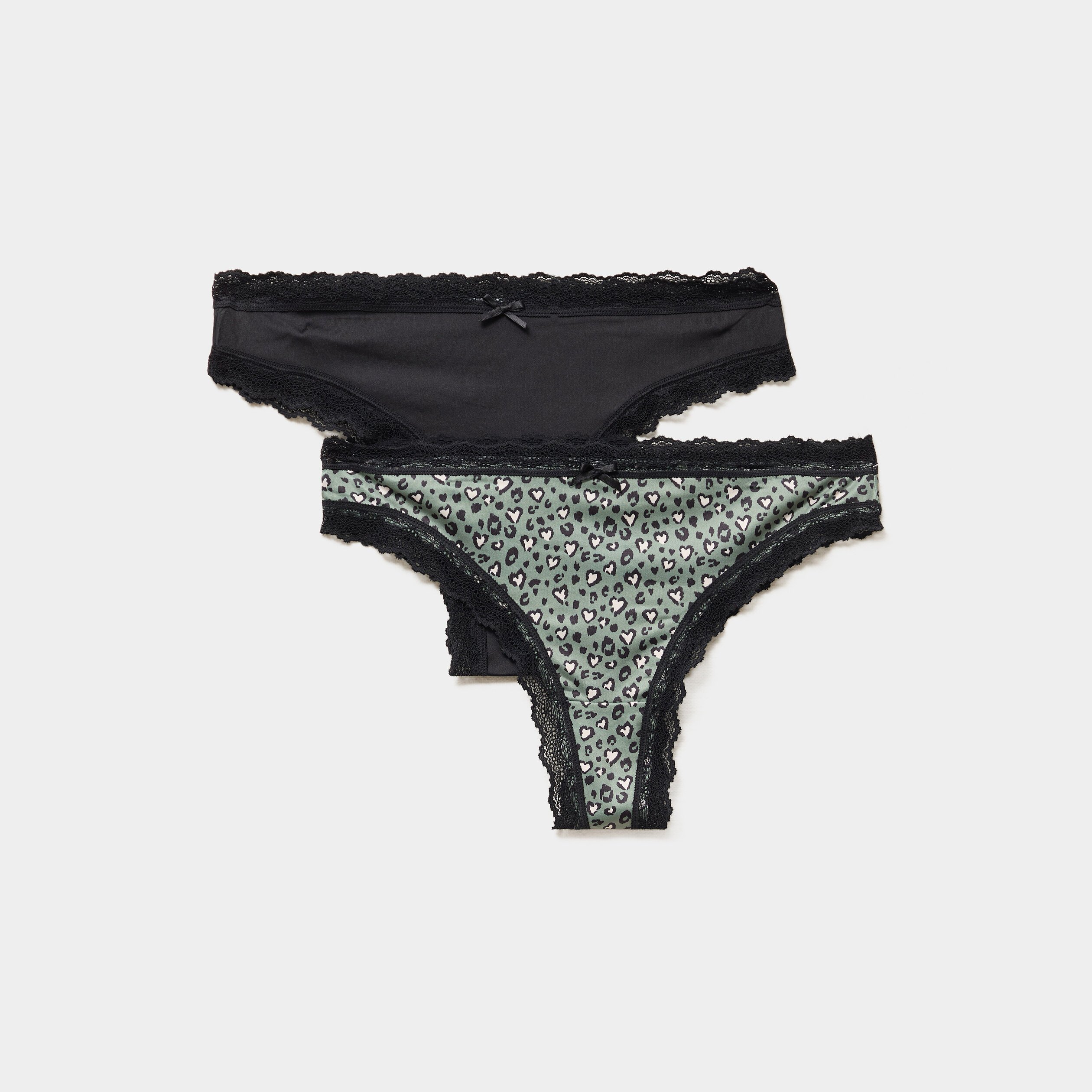 lot de 2 tangas bords dentelle vert kaki femme Lot de 2 tangas bords dentelle vert kaki femme