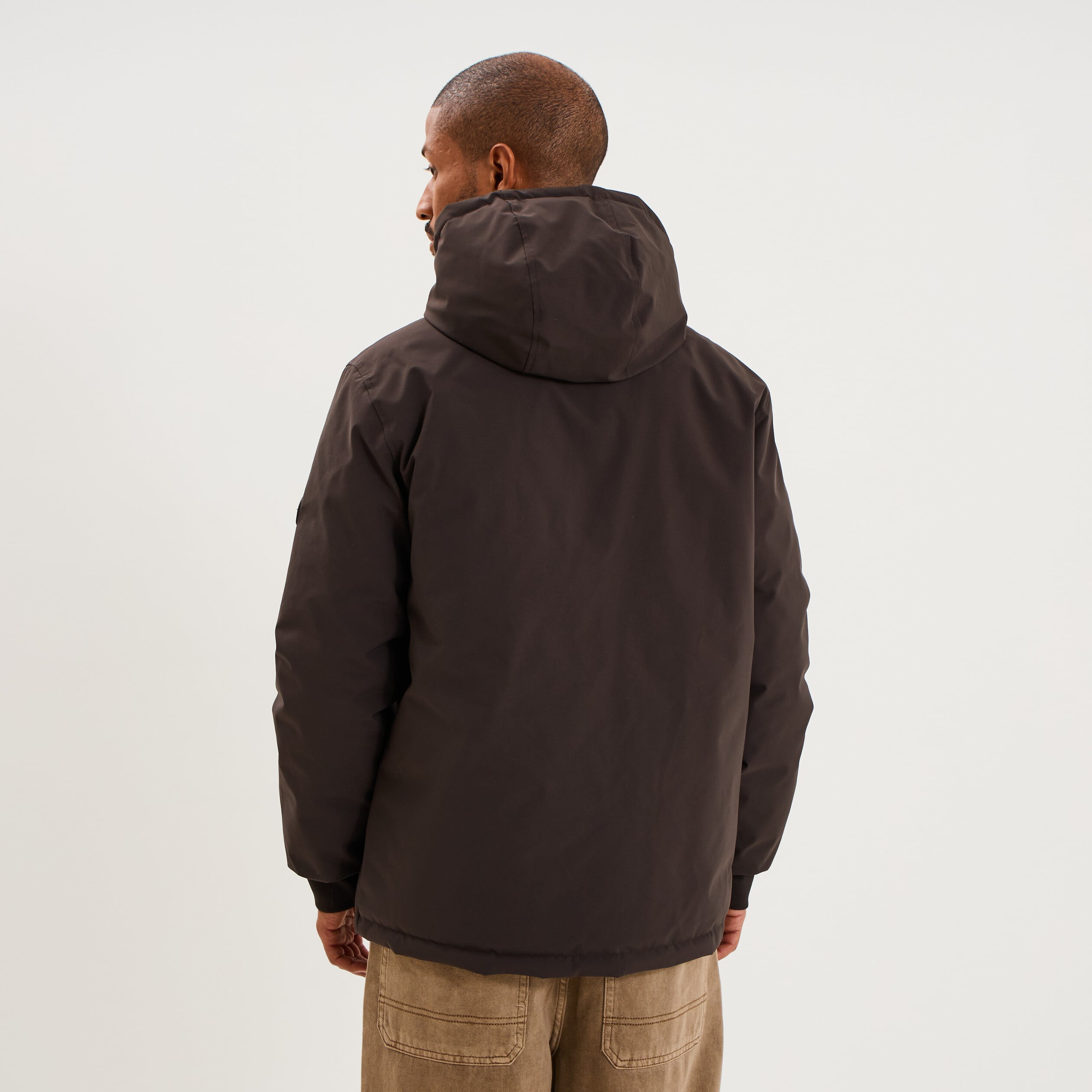 Blouson r&eacute;versible &agrave; capuche zipp&eacute; marron fonc&eacute; homme