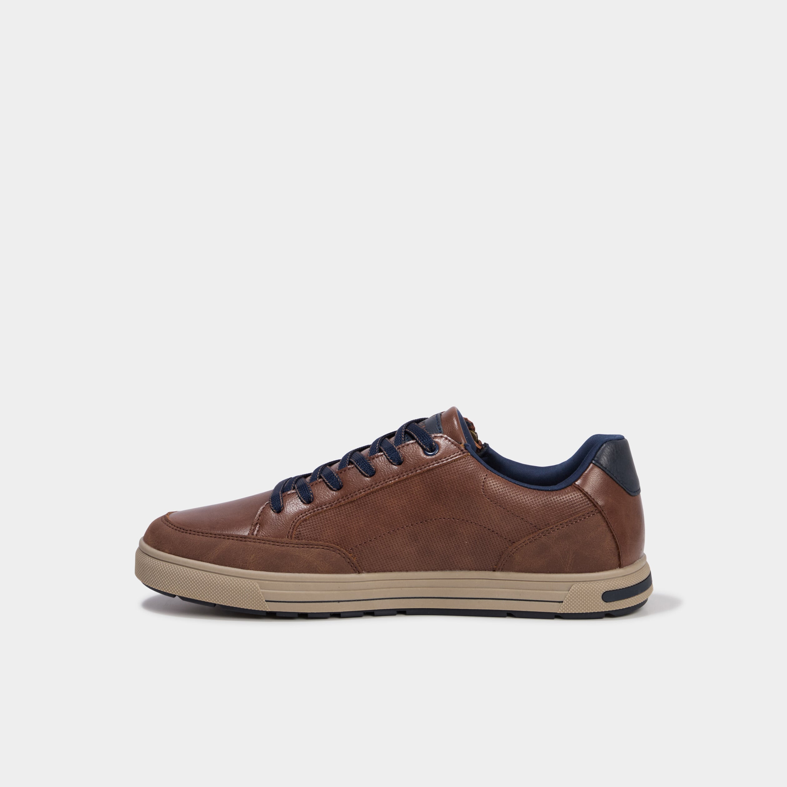 Baskets zipp&eacute;es &agrave; lacets confort marron homme