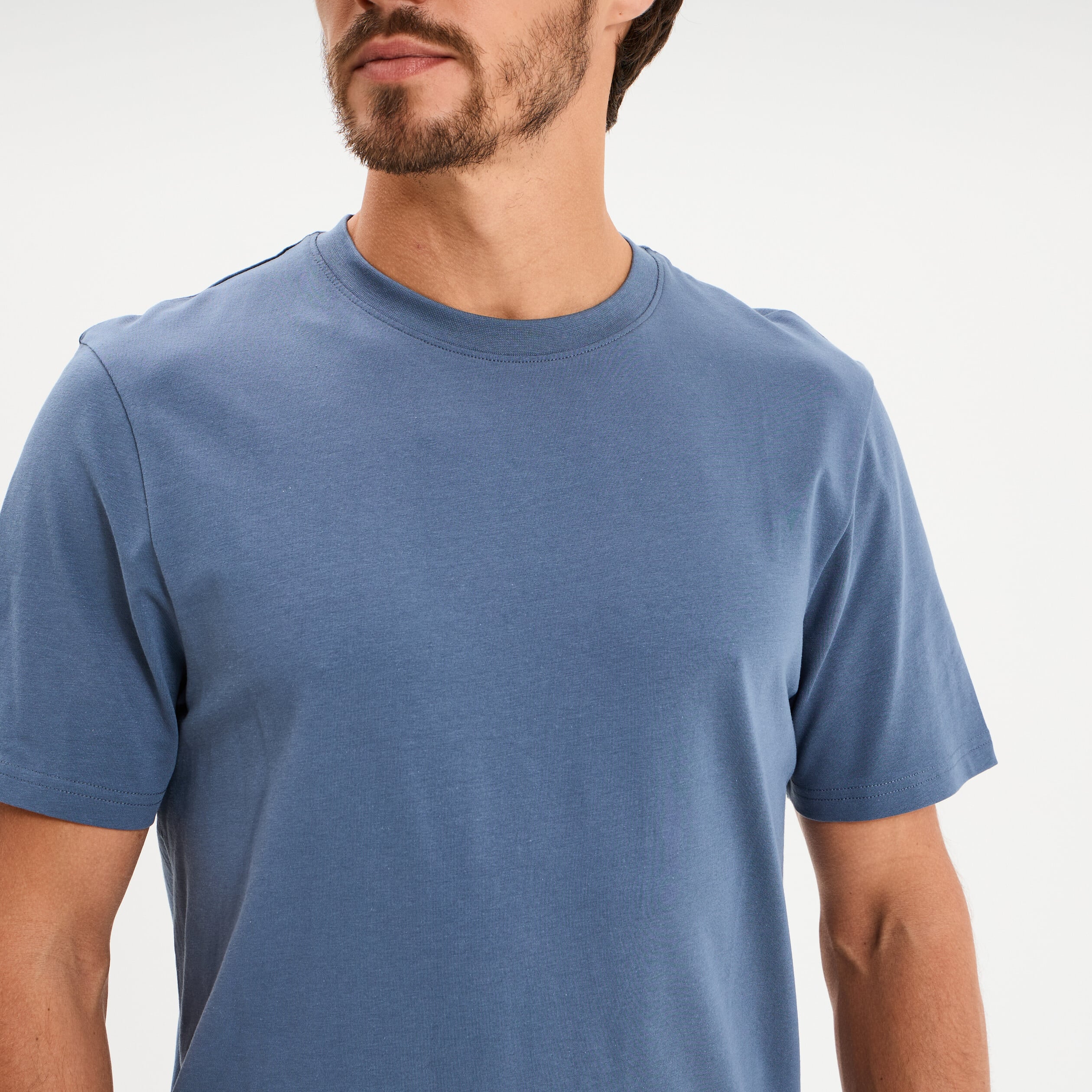 T-shirt slim stretch manches courtes bleu gris homme
