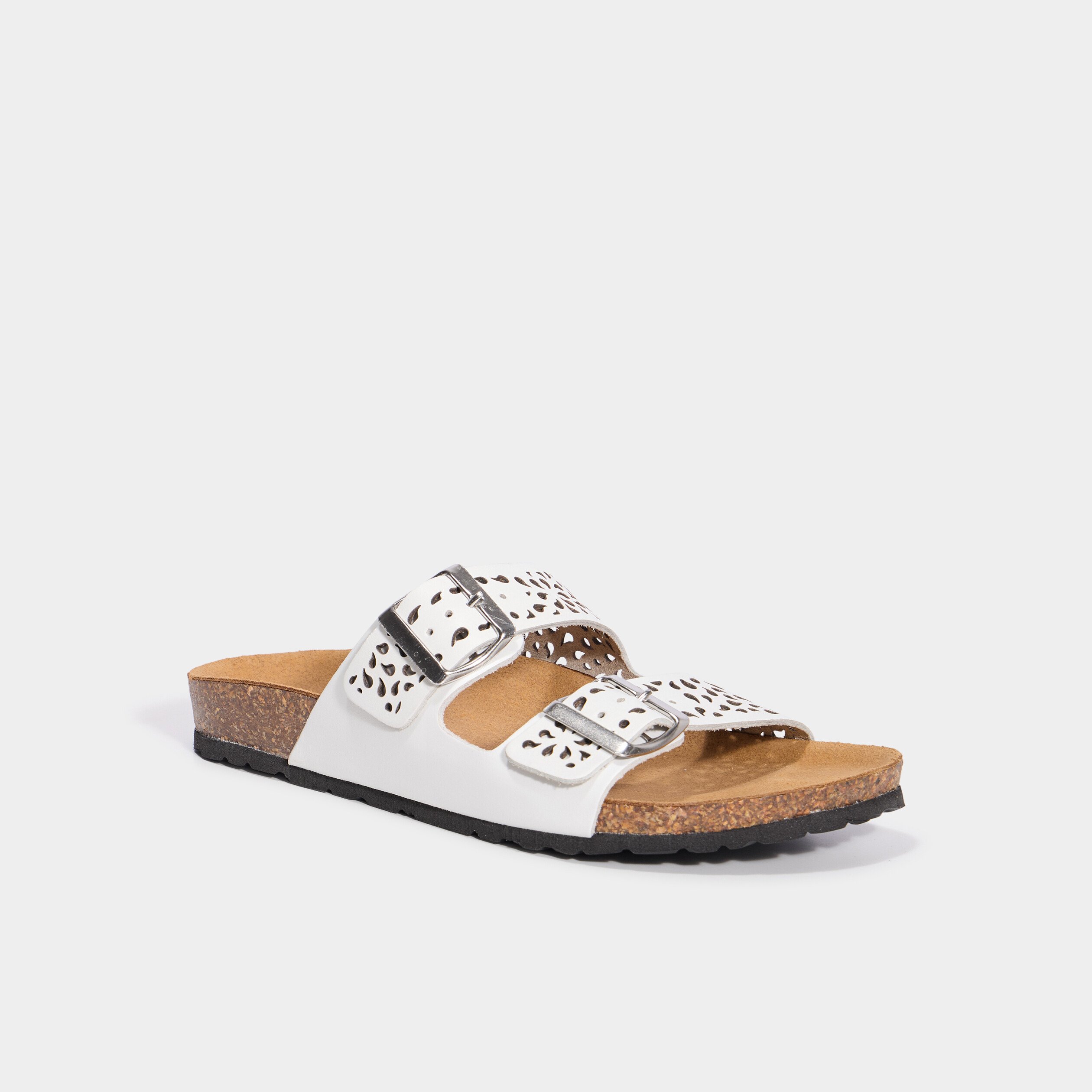 mules perforees en cuir blanc femme Mules perforées en cuir blanc femme