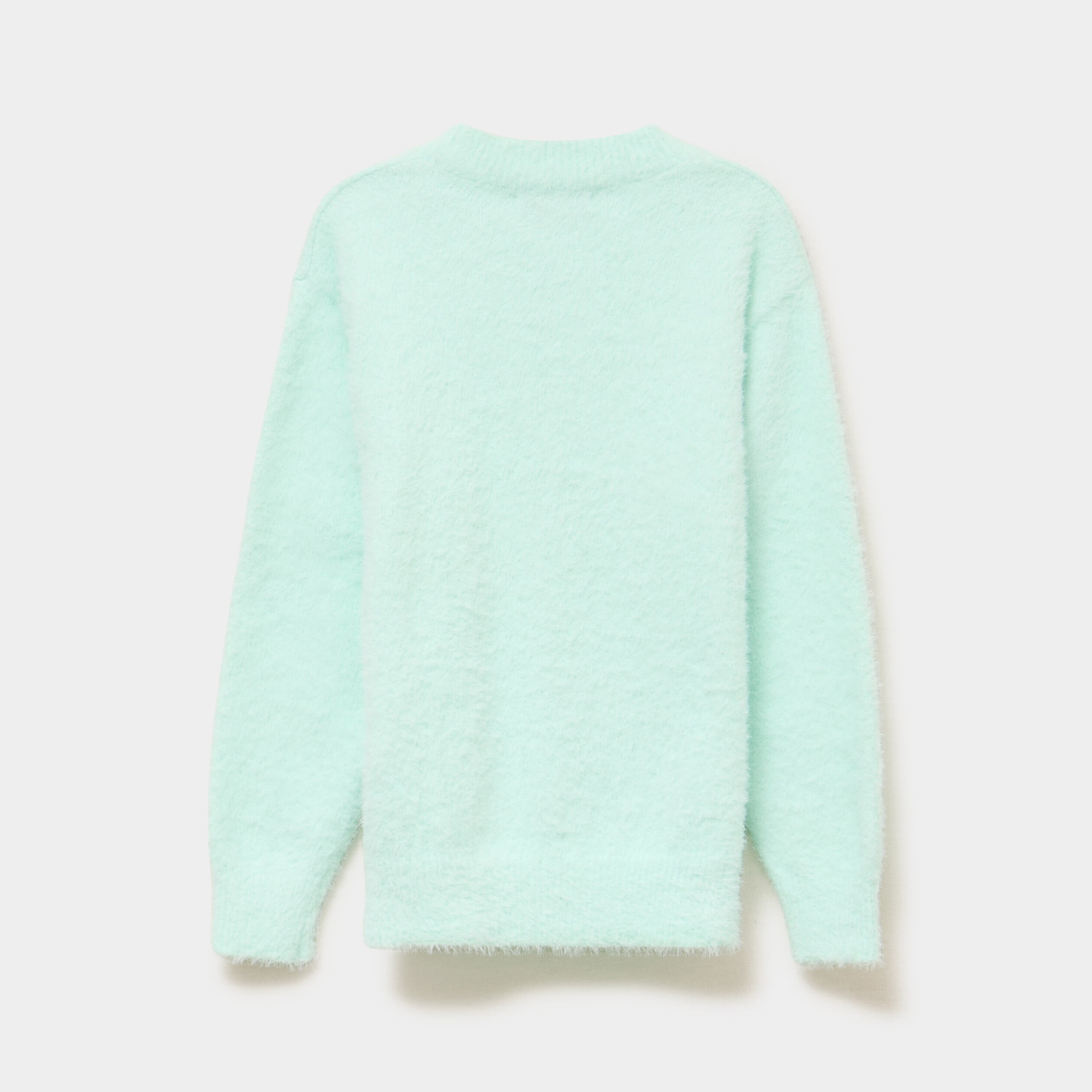 Pull mailles duveteuses manches longues vert clair fille
