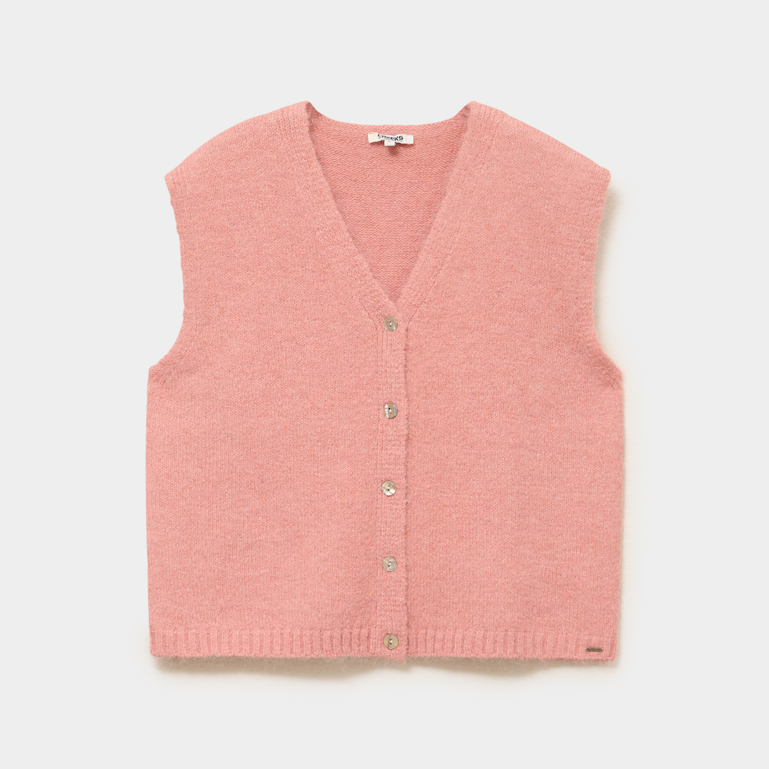 Gilet sans manches col en V rose fushia femme