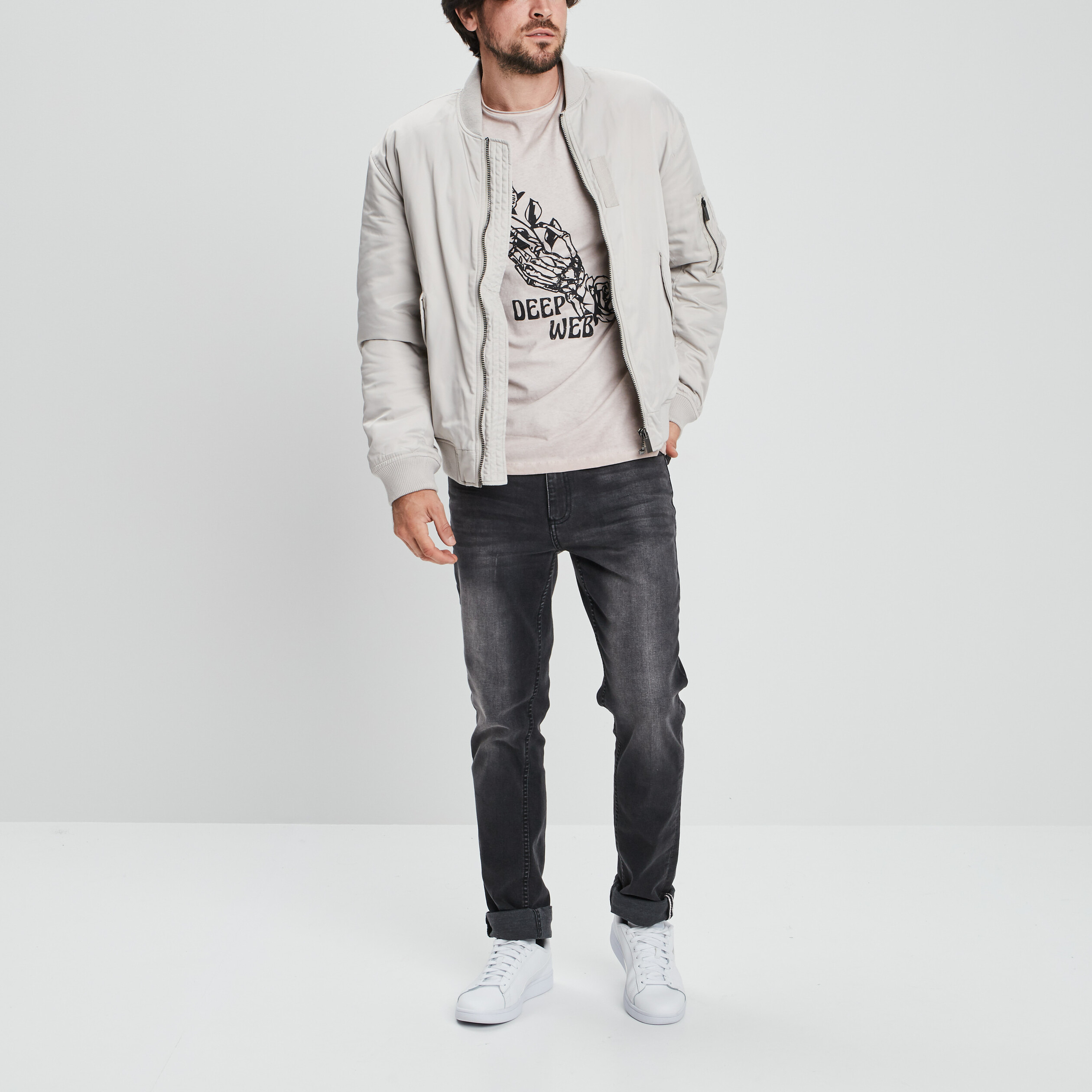 veste bomber zippee creme homme Veste bomber zippée creme homme