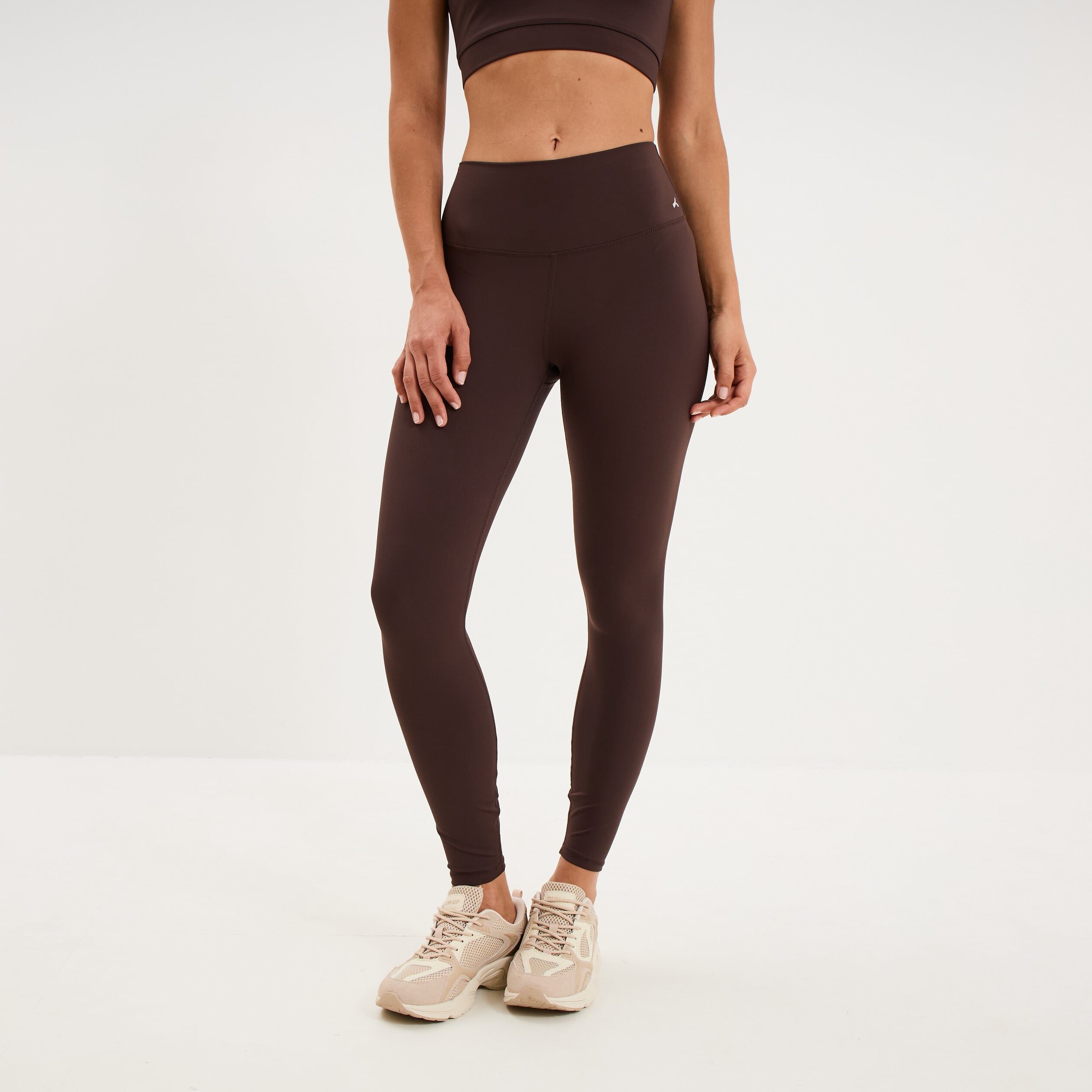 Legging de sport gainant taille haute marron fonc&eacute; femme