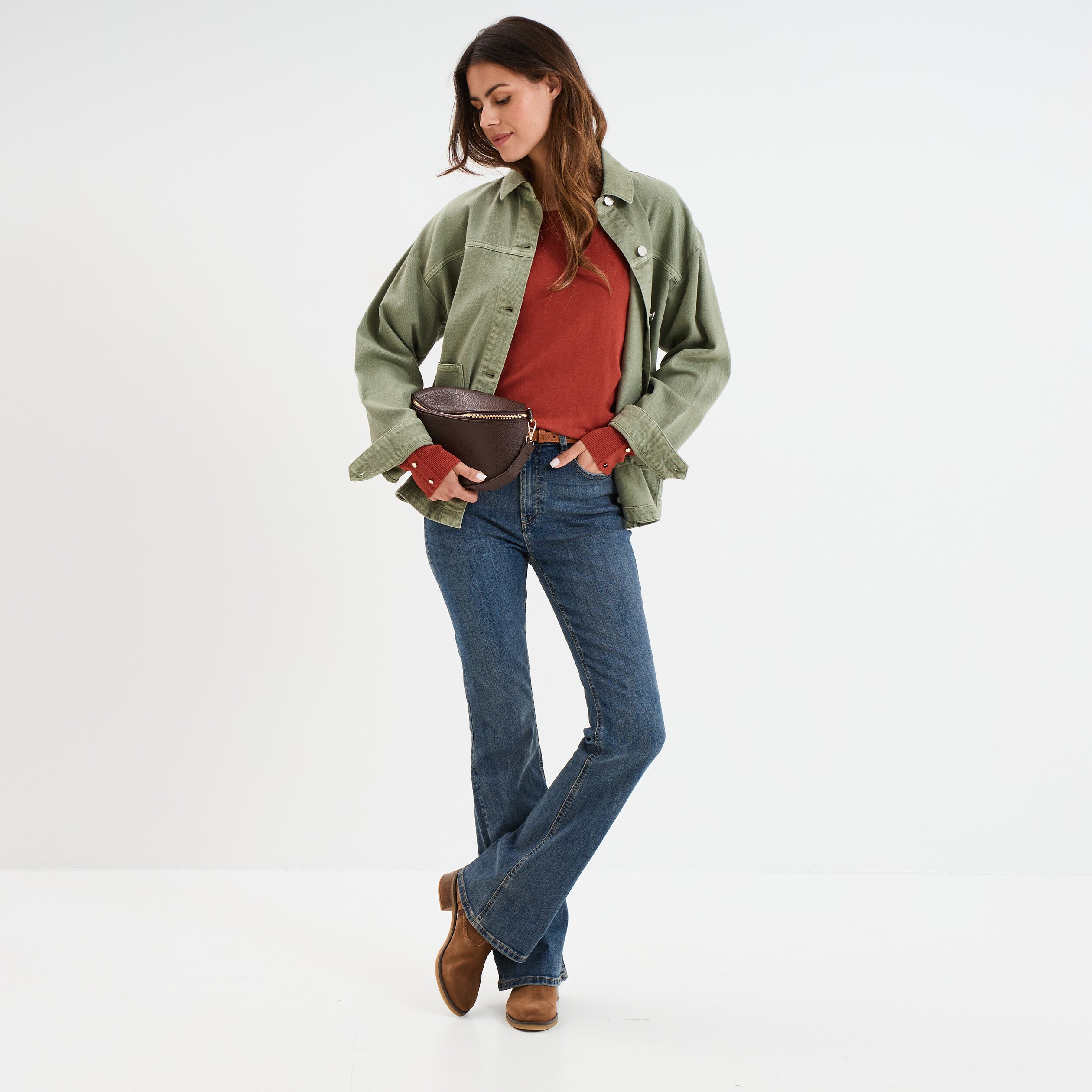 pull col rond boutons aux poignets vieux rose femme Pull col rond boutons aux poignets vieux rose femme