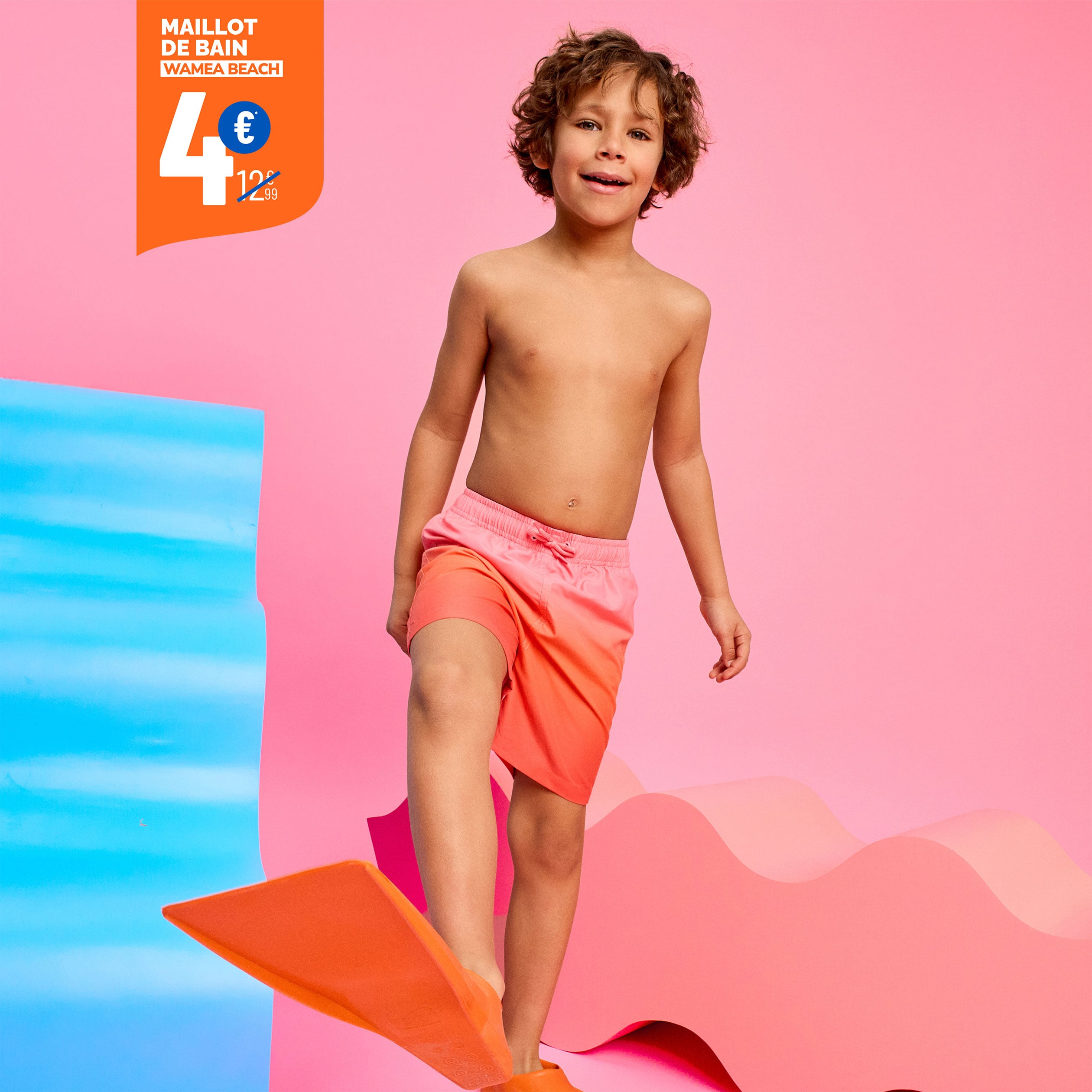 Short de bain orange gar&ccedil;on