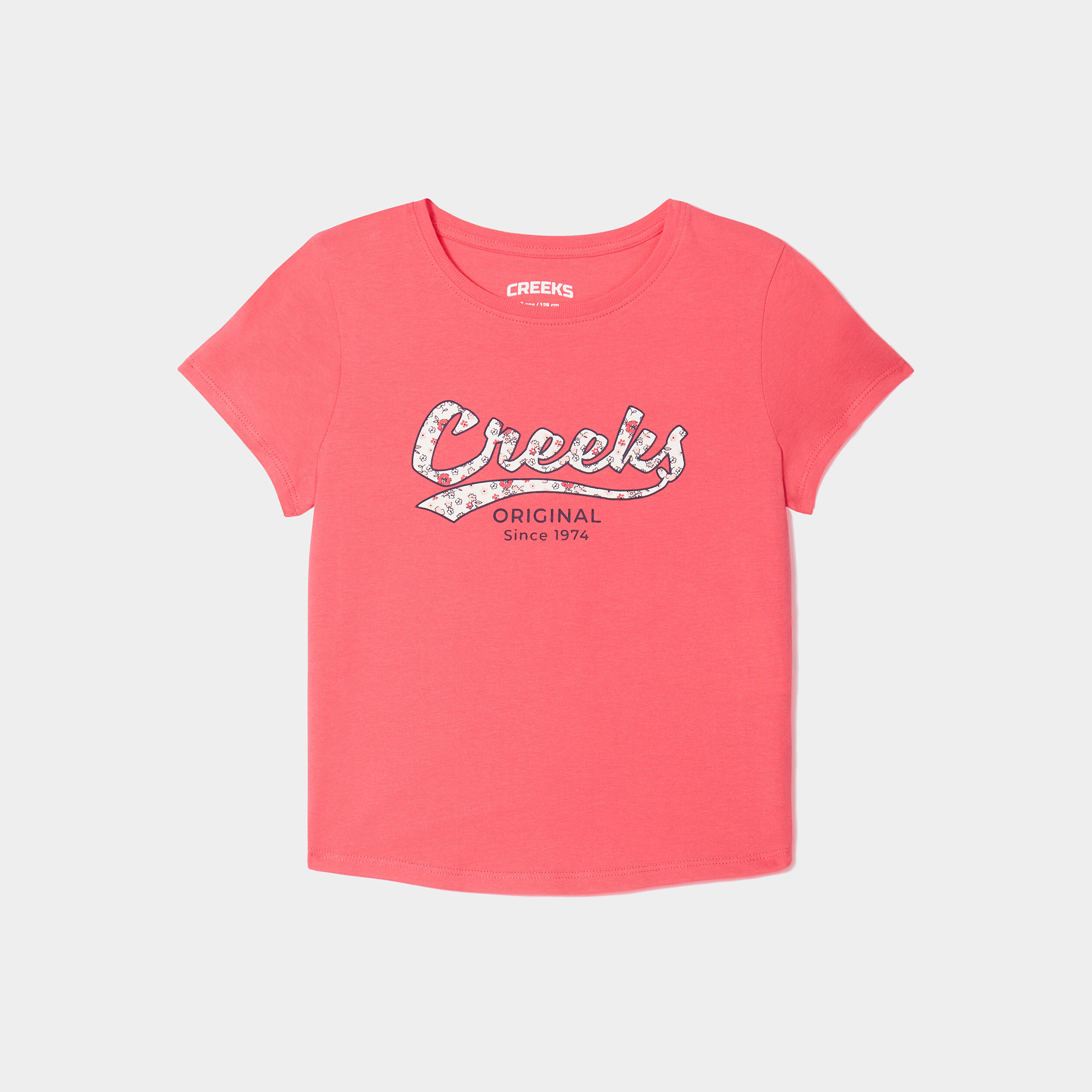 t shirt manches courtes coton creeks rose vif fille T-shirt manches courtes coton Creeks rose vif fille