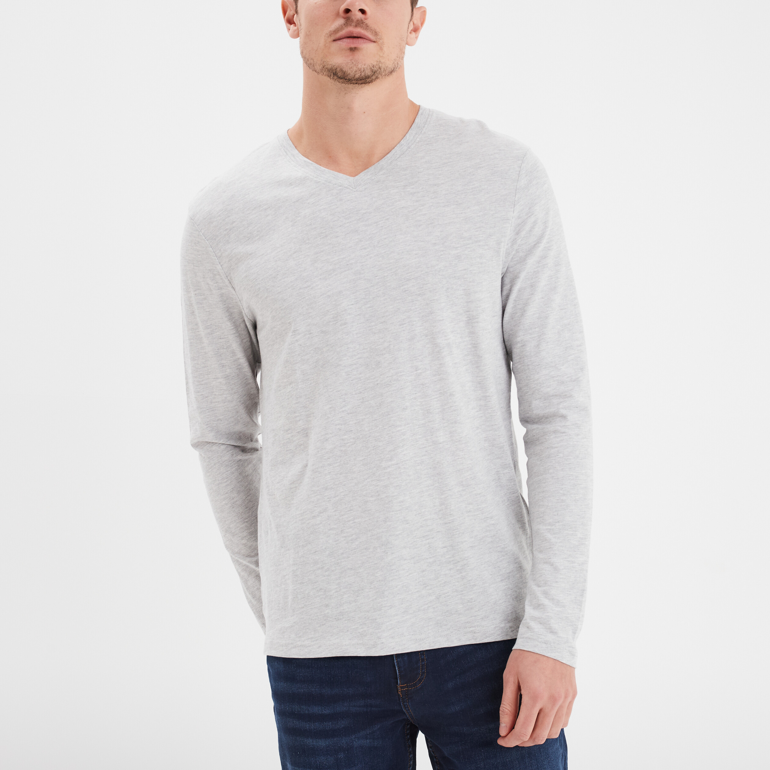 T shirt manche longue homme gris on sale