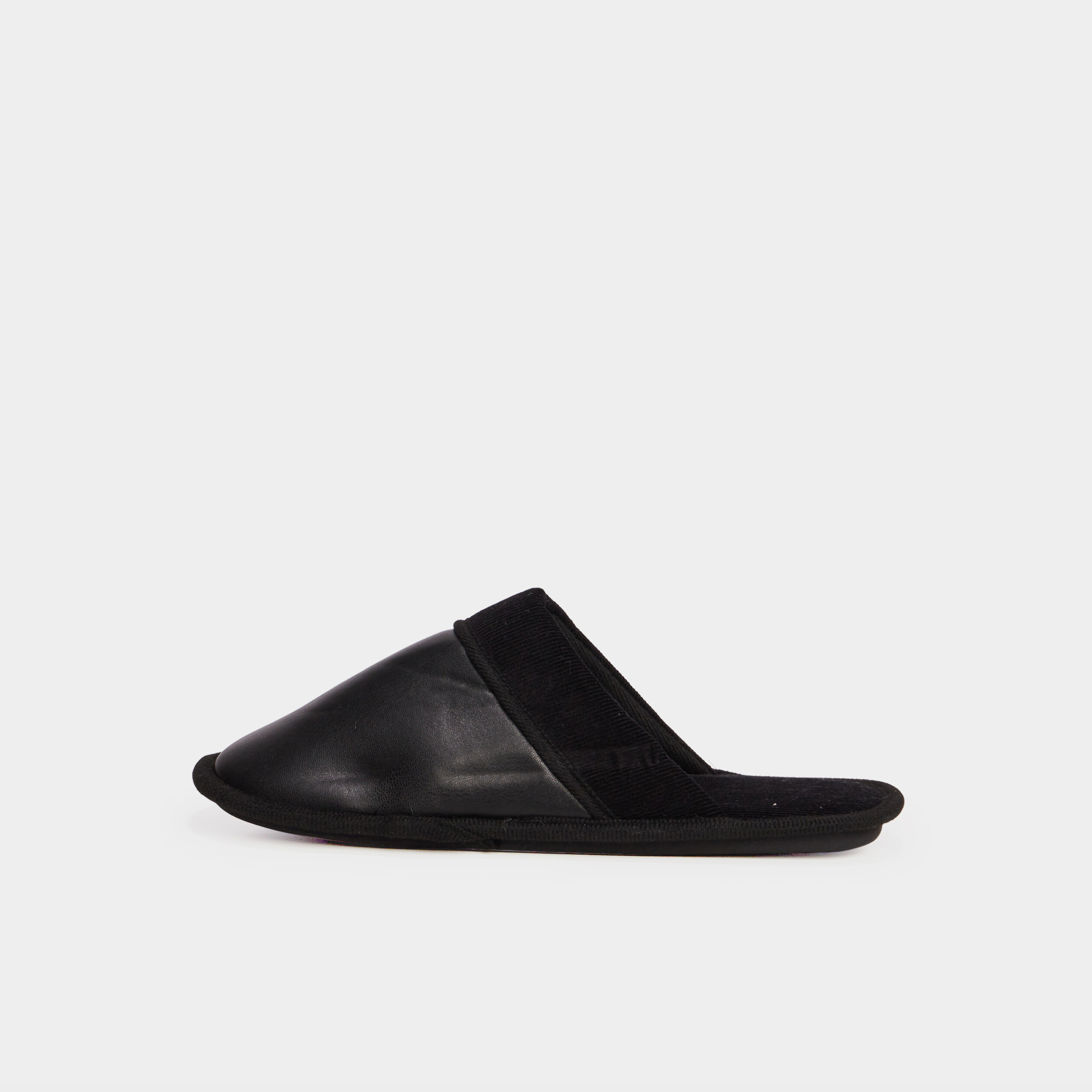 chaussons mules details simili cuir noir homme Chaussons mules détails simili cuir noir homme