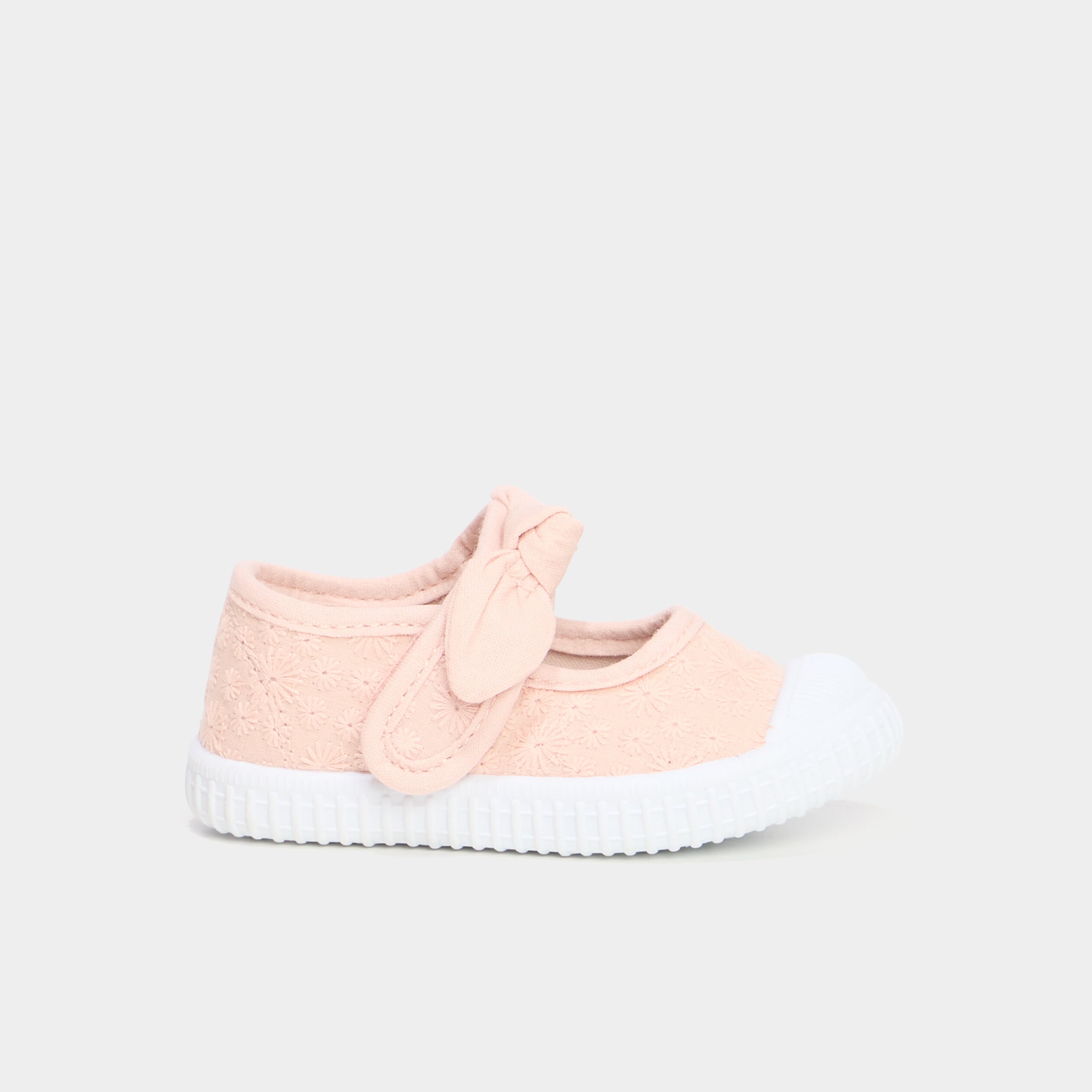 Babies brod&eacute;es renforc&eacute;es semelle souple rose b&eacute;b&eacute; fille