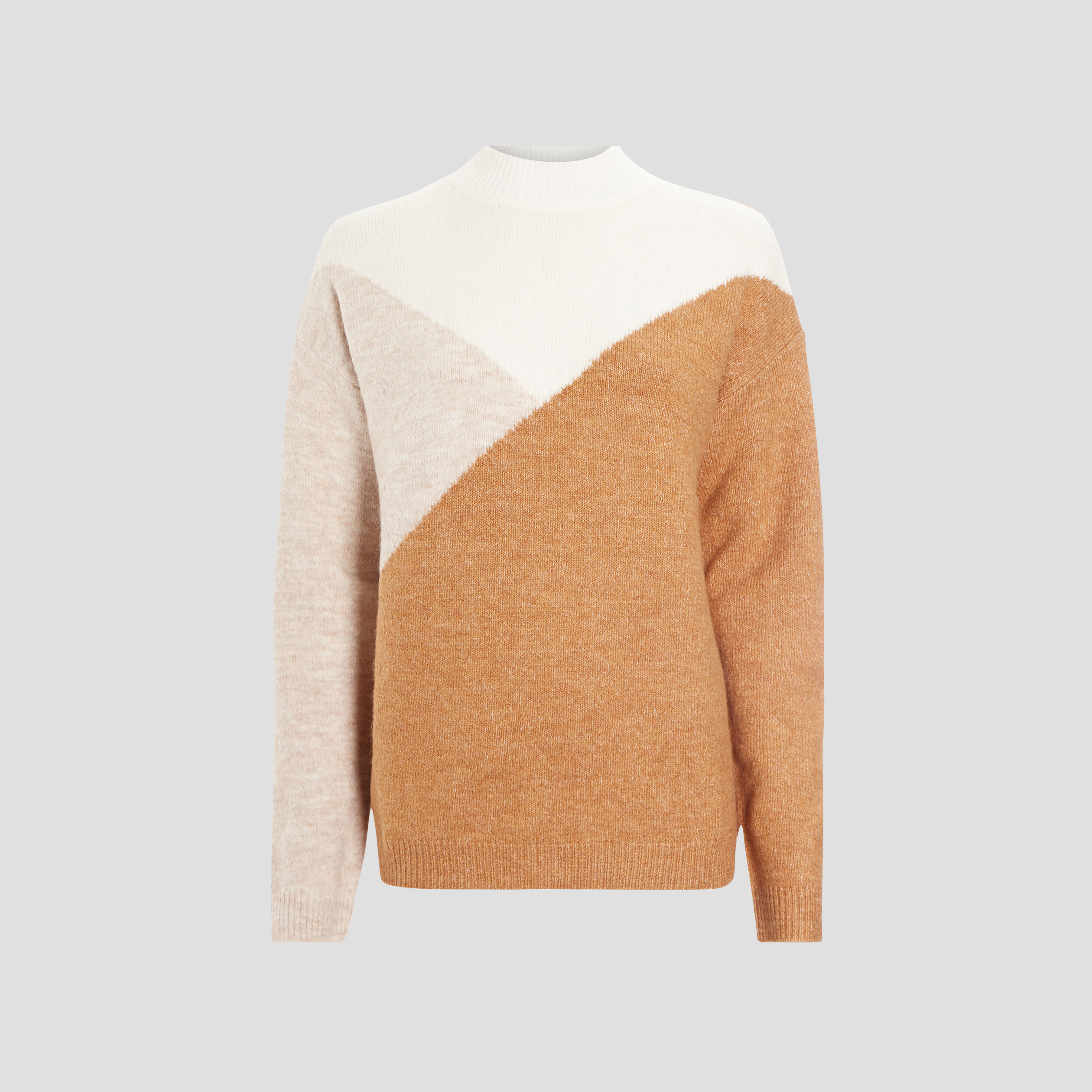 Pull avec col montant sable femme