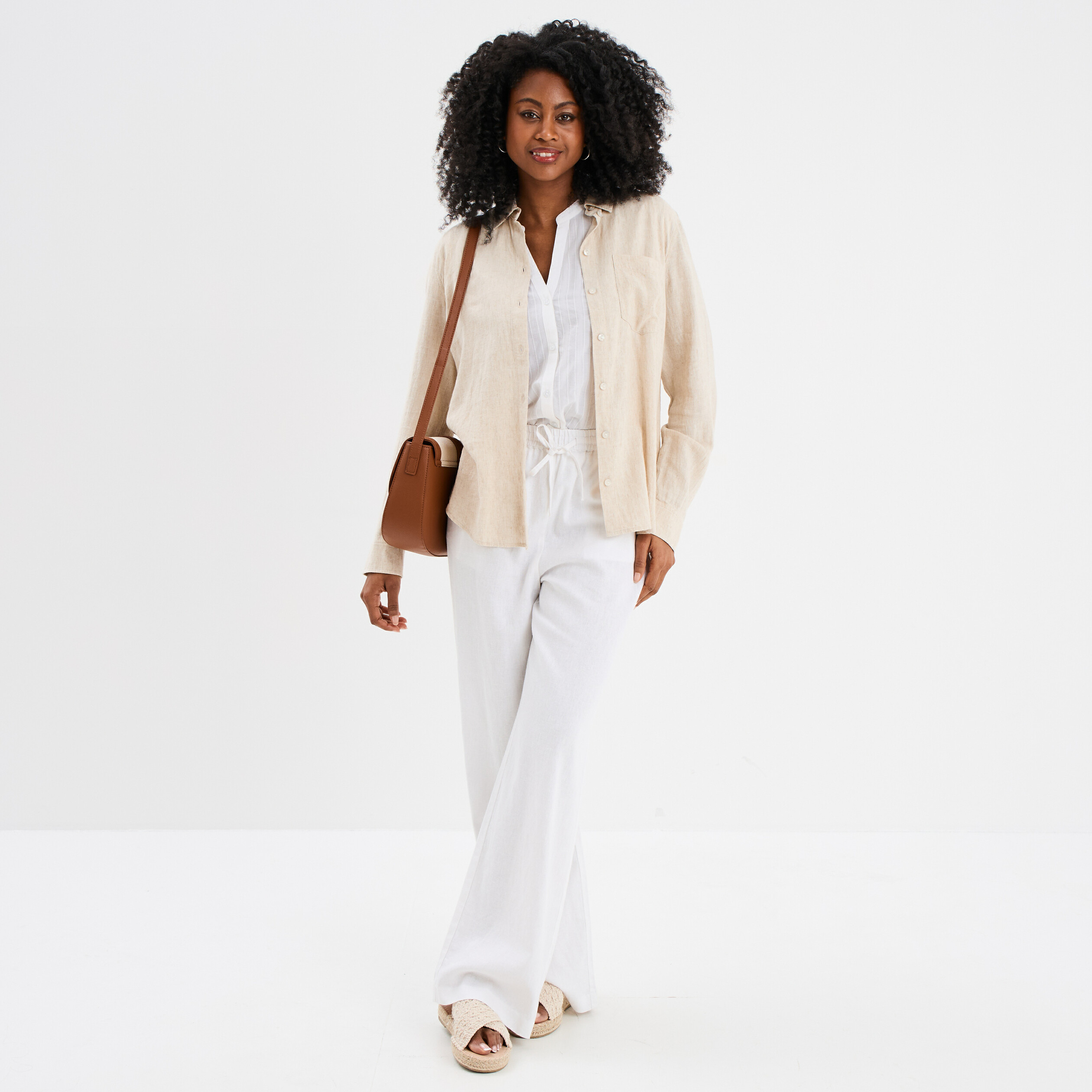 blouse sans manches col tunisien coton blanc femme Blouse sans manches col tunisien coton blanc femme
