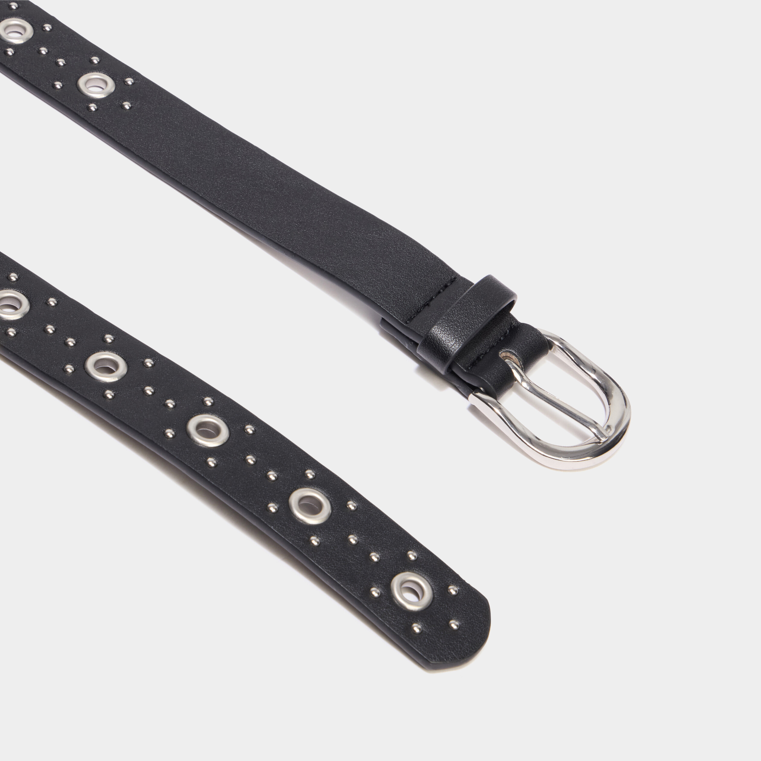 Ceinture oeillets et clous noir femme
