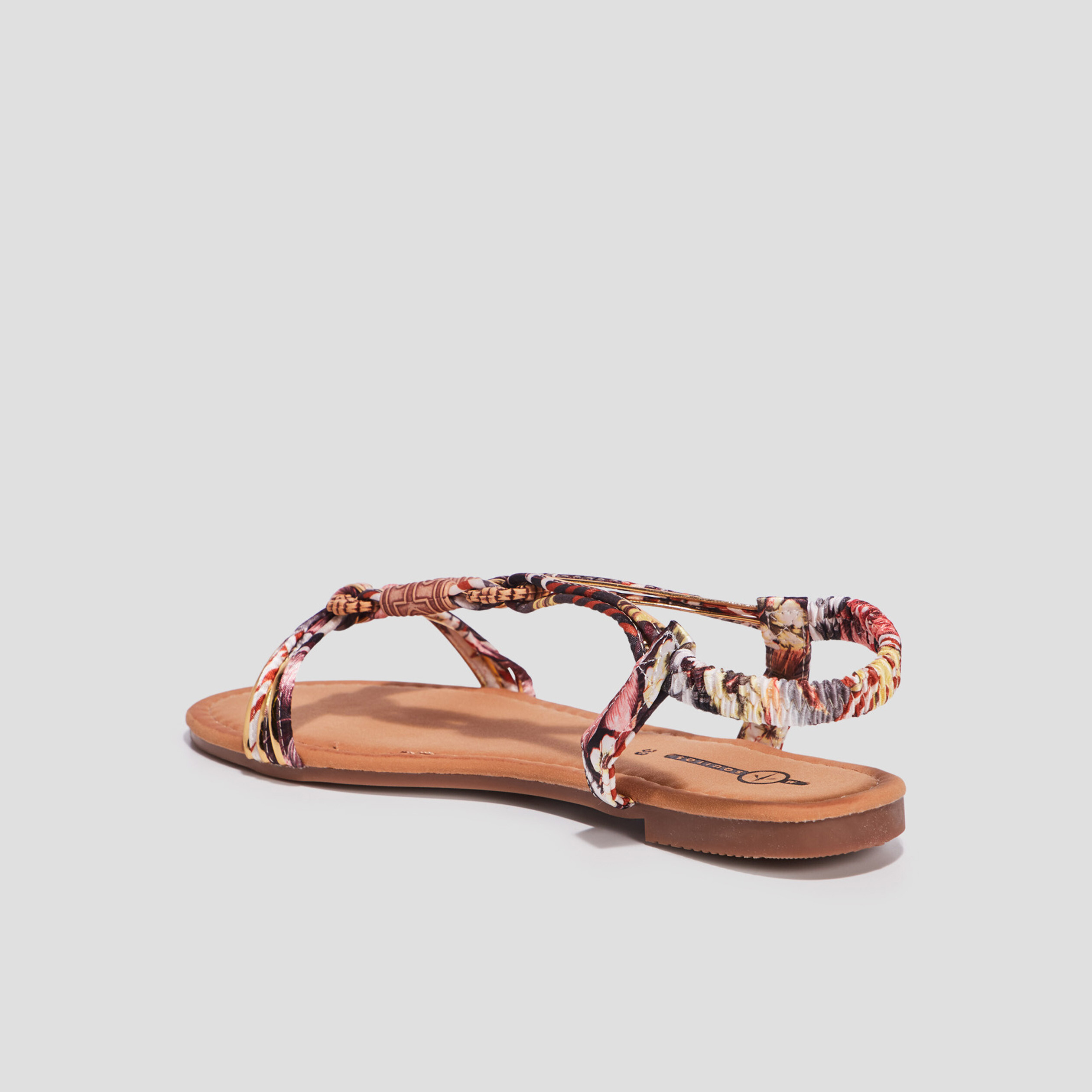 Sandales foulard bout rond &eacute;lastiqu&eacute;es multicolore femme