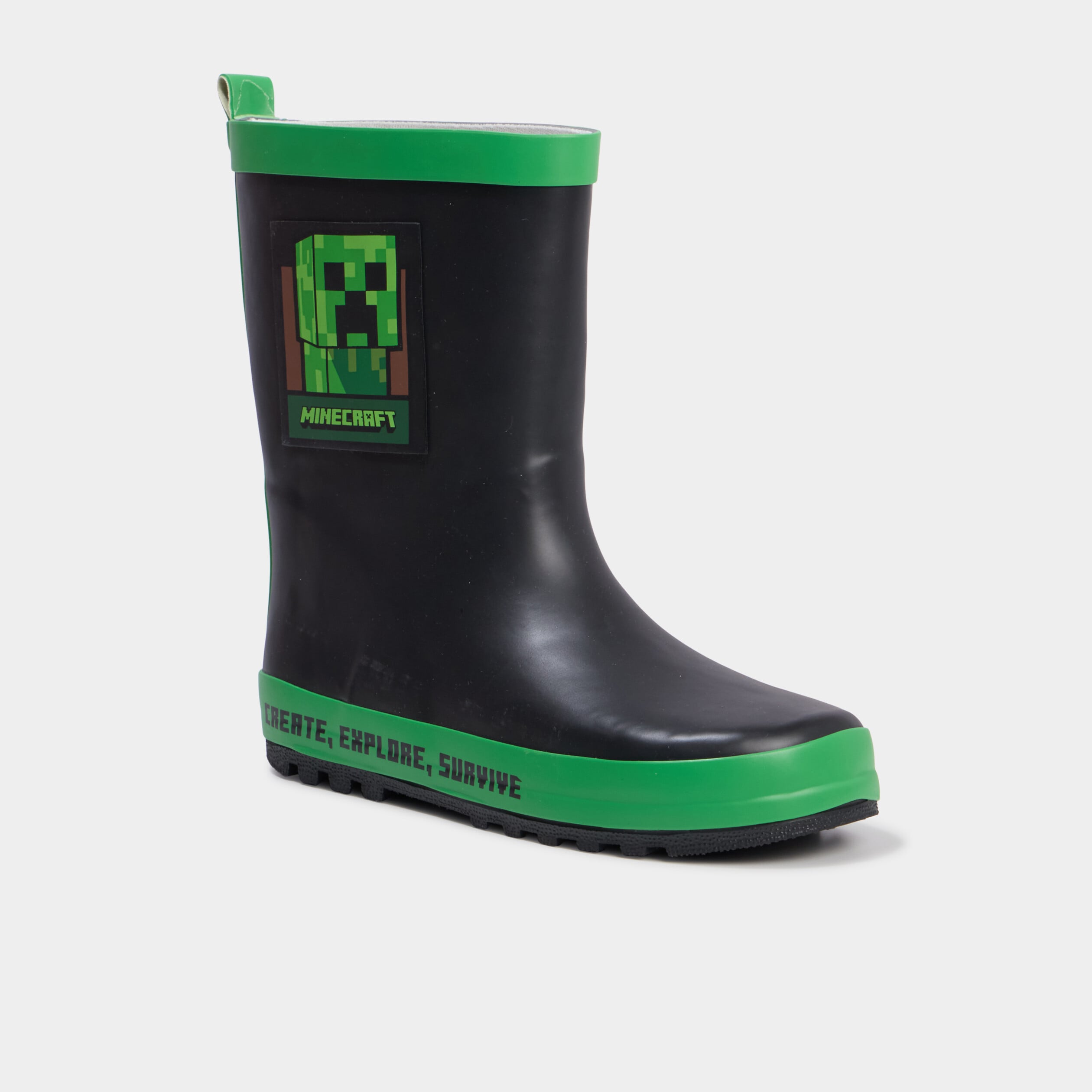 Bottes de pluie Minecraft noir gar&ccedil;on