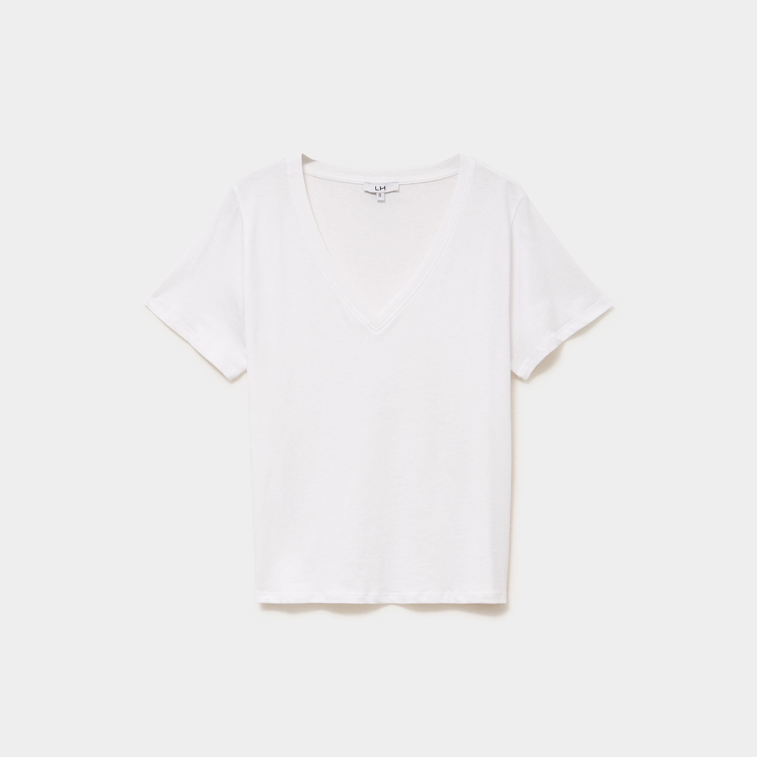 T-shirt manches courtes col en V coton blanc femme