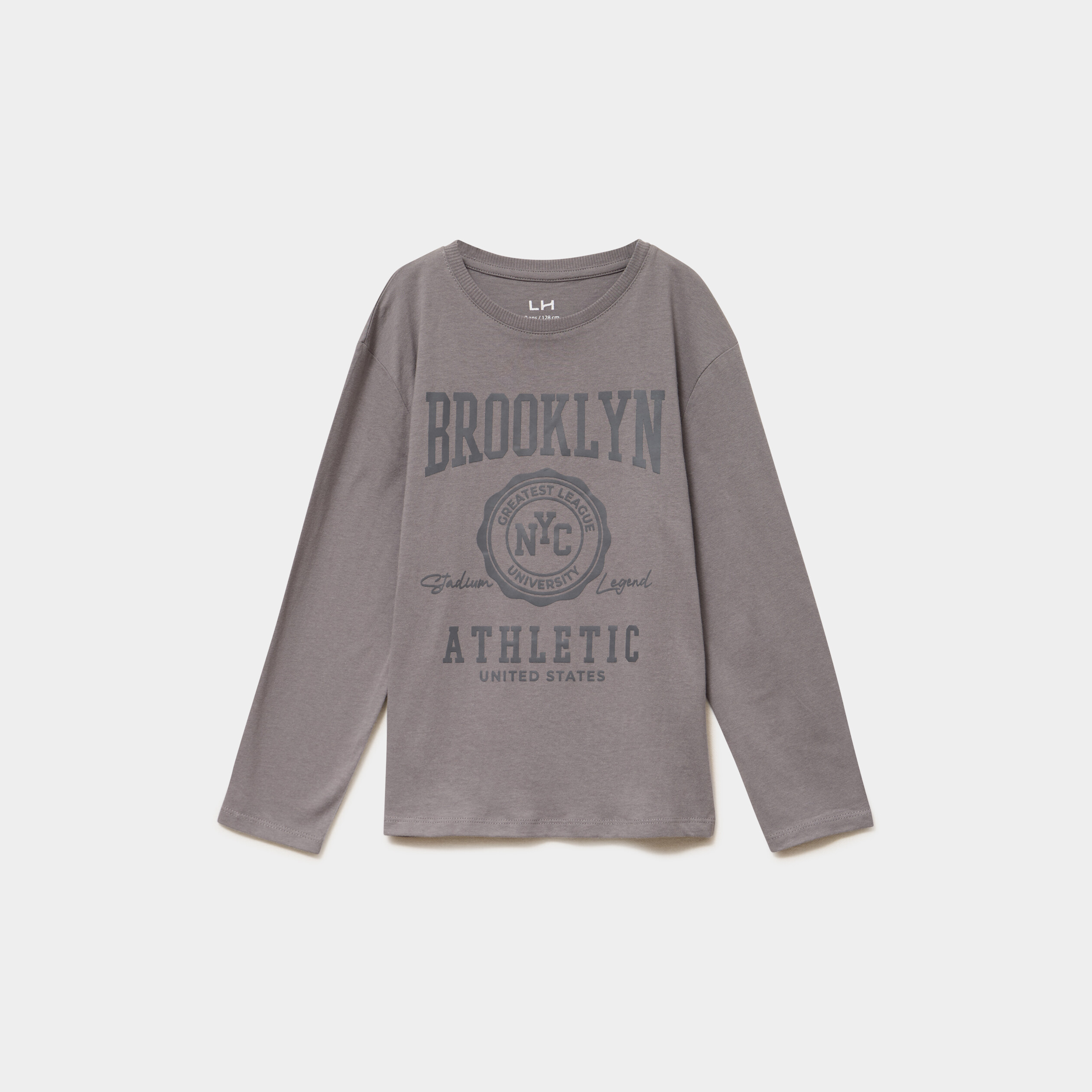 T-shirt manches longues coton gris fonc&eacute; gar&ccedil;on