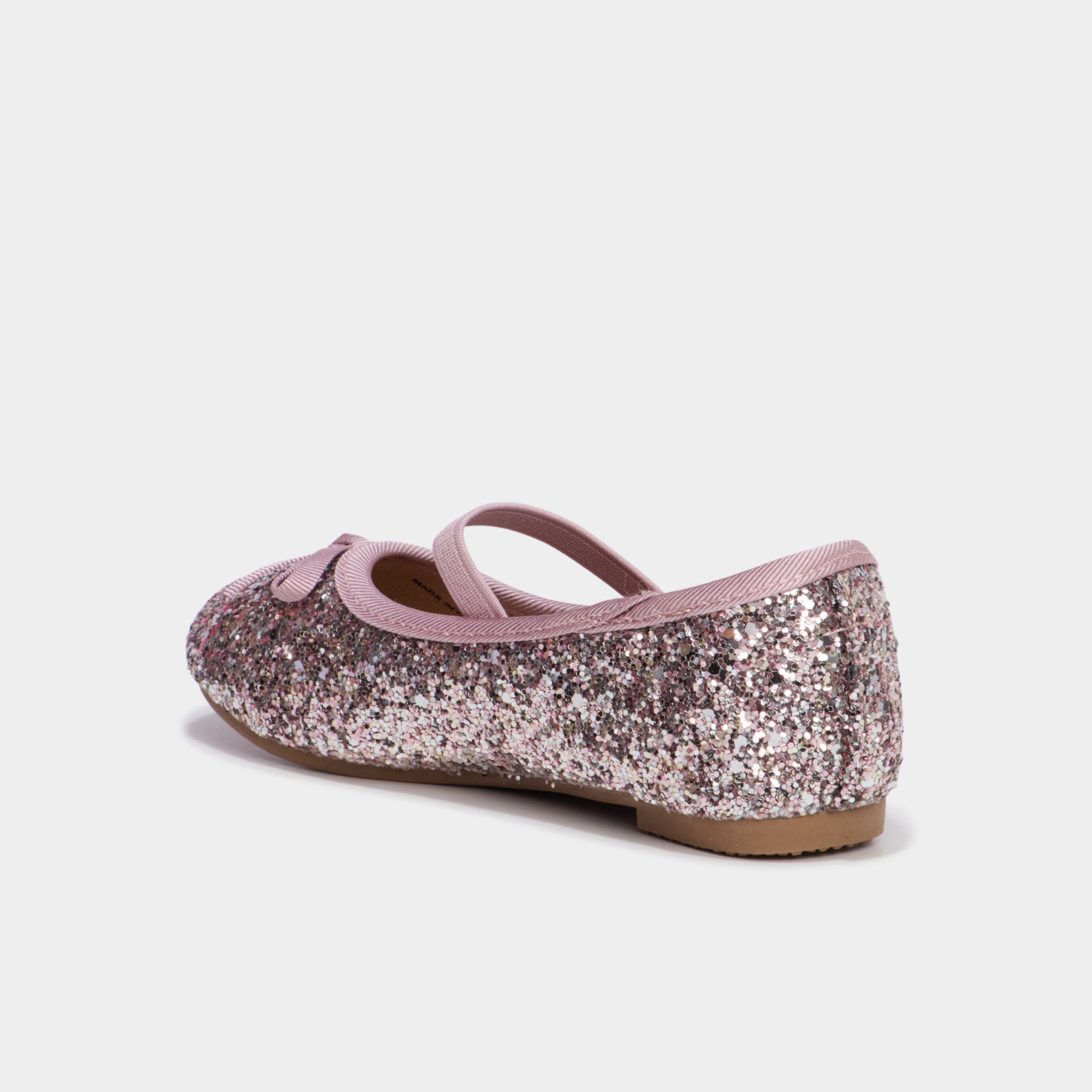 Ballerines &agrave; paillettes avec bride vieux rose fille