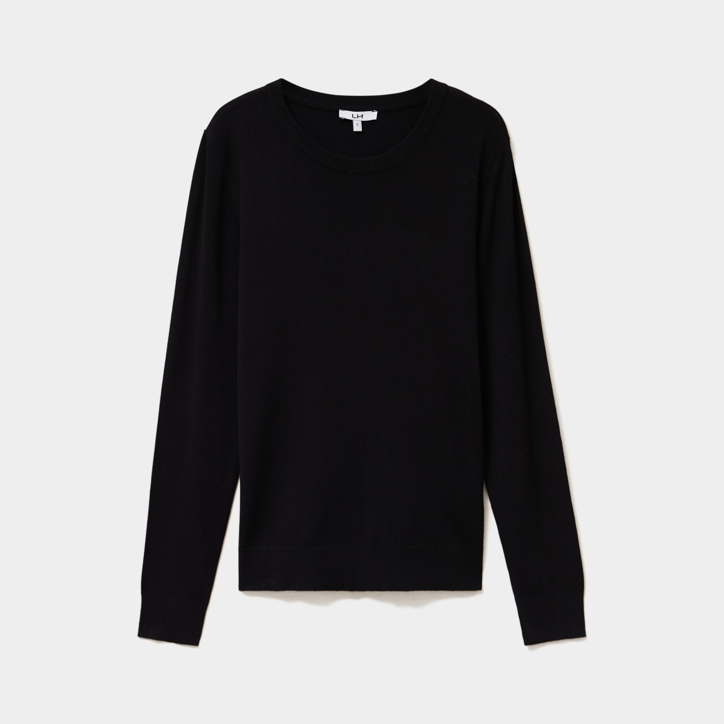 Pull col rond manches longues noir femme