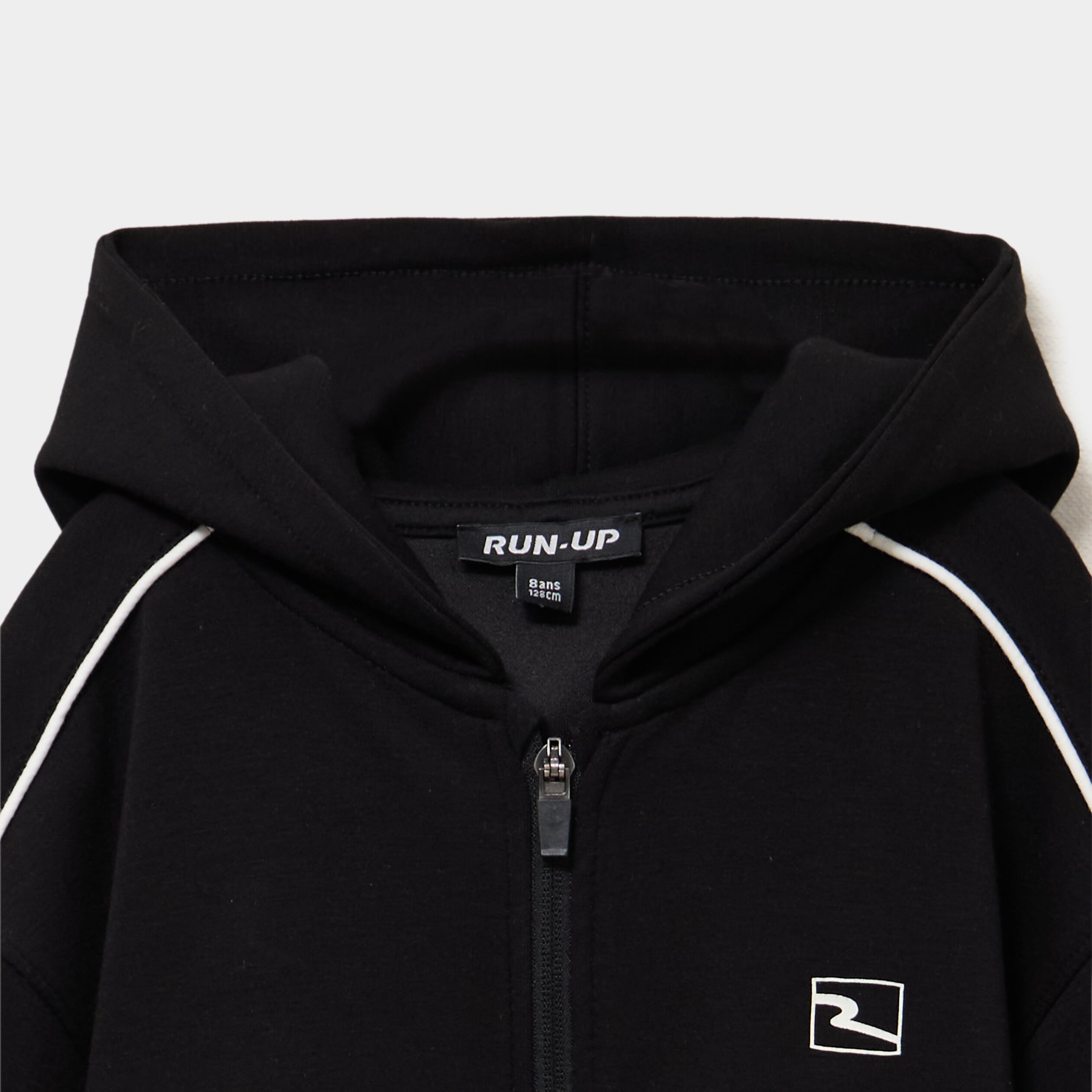 Sweat zipp&eacute; stretch &agrave; capuche noir fille