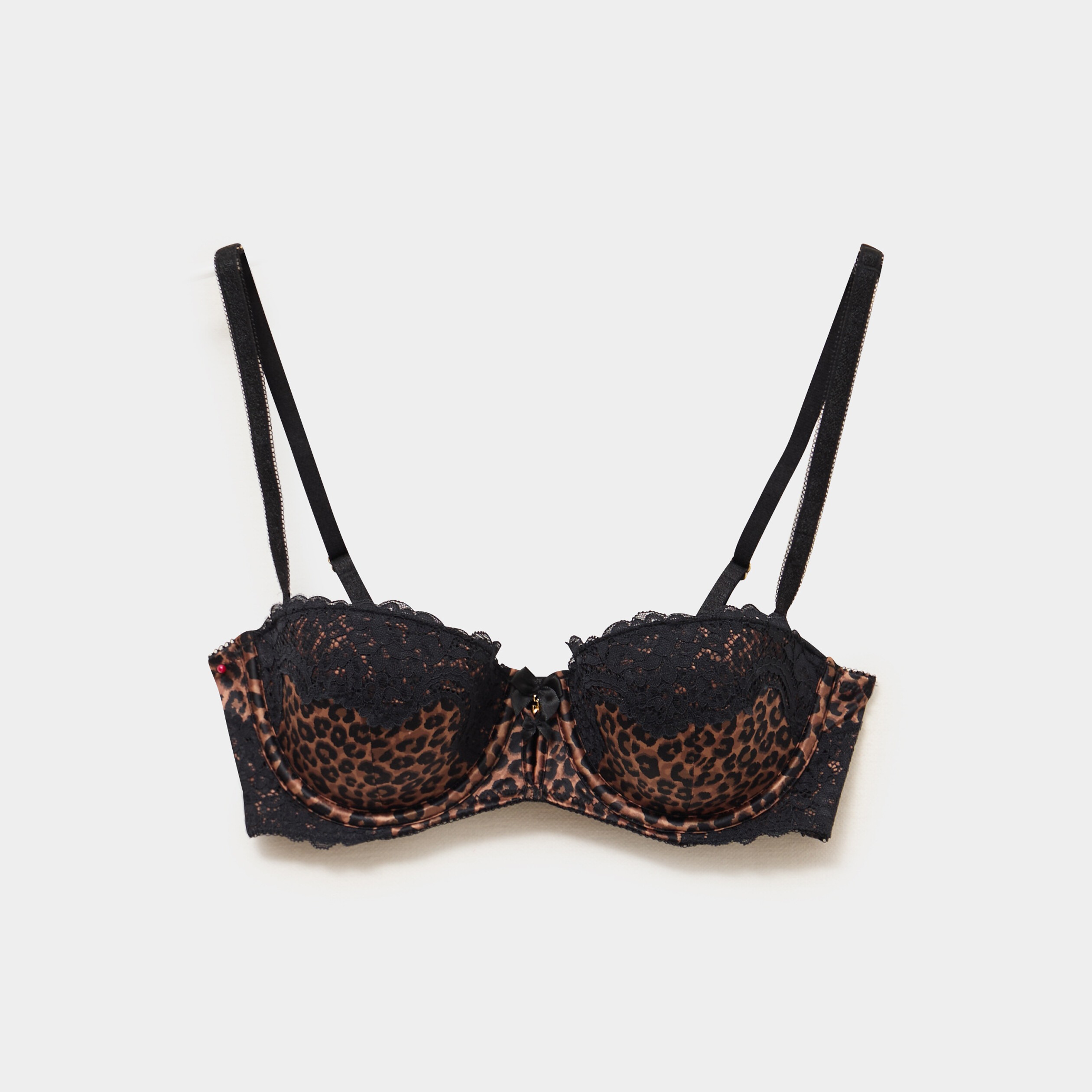 Soutien-gorge bandeau avec dentelle marron femme