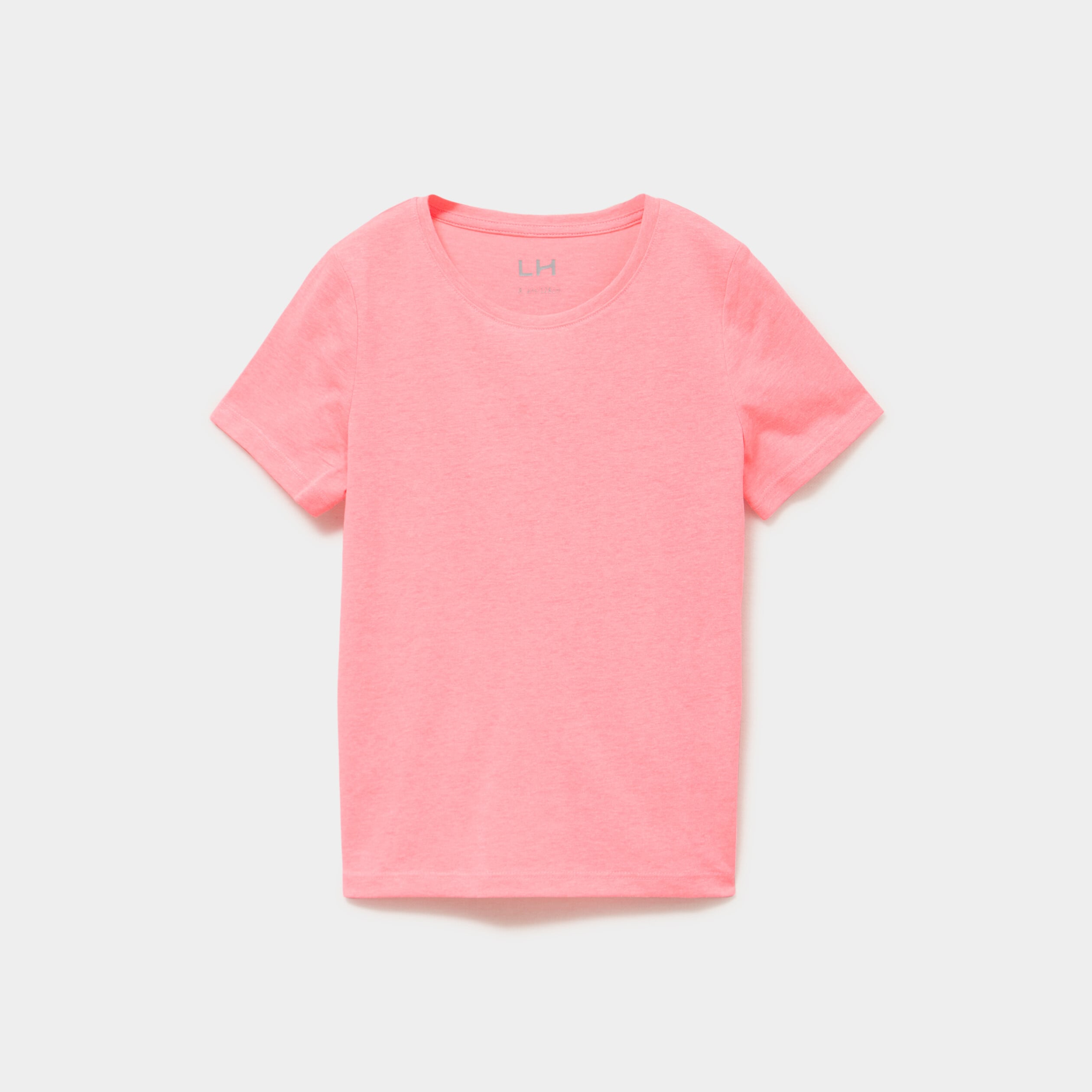 T-shirt col rond manches courtes rose fluo fille