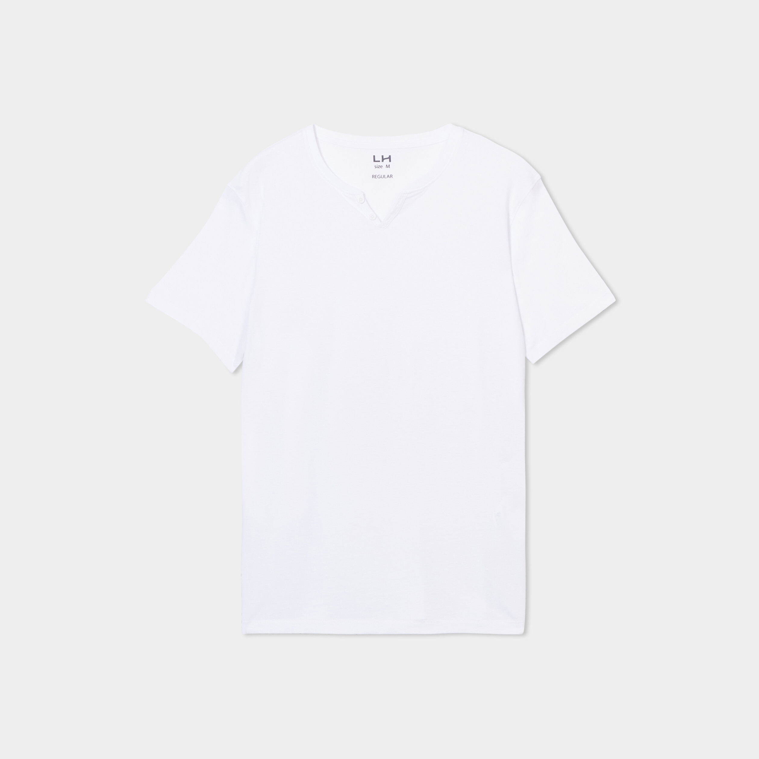 T-shirt manches courtes col tunisien blanc homme