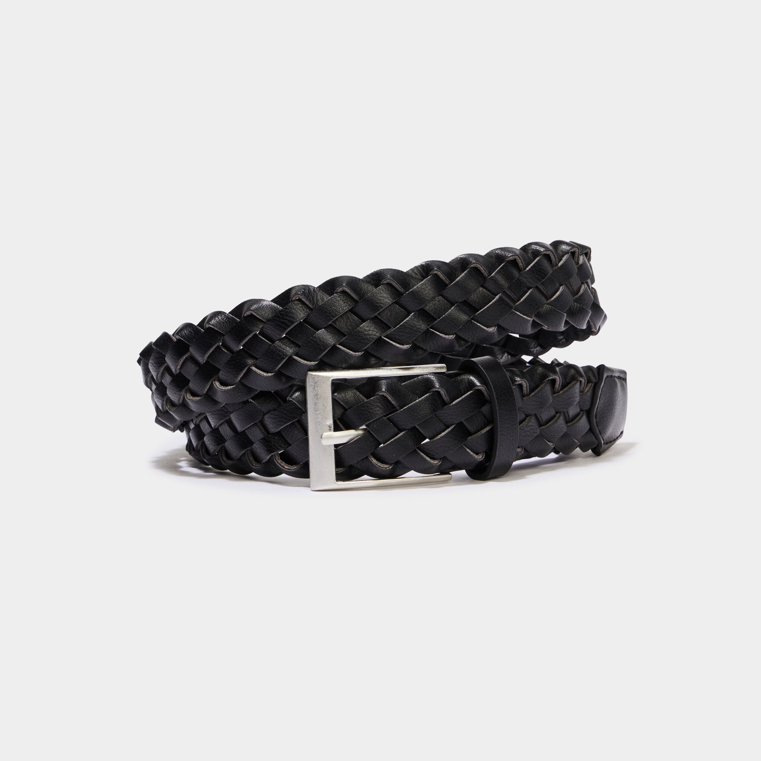Ceinture tress&eacute;e noir homme