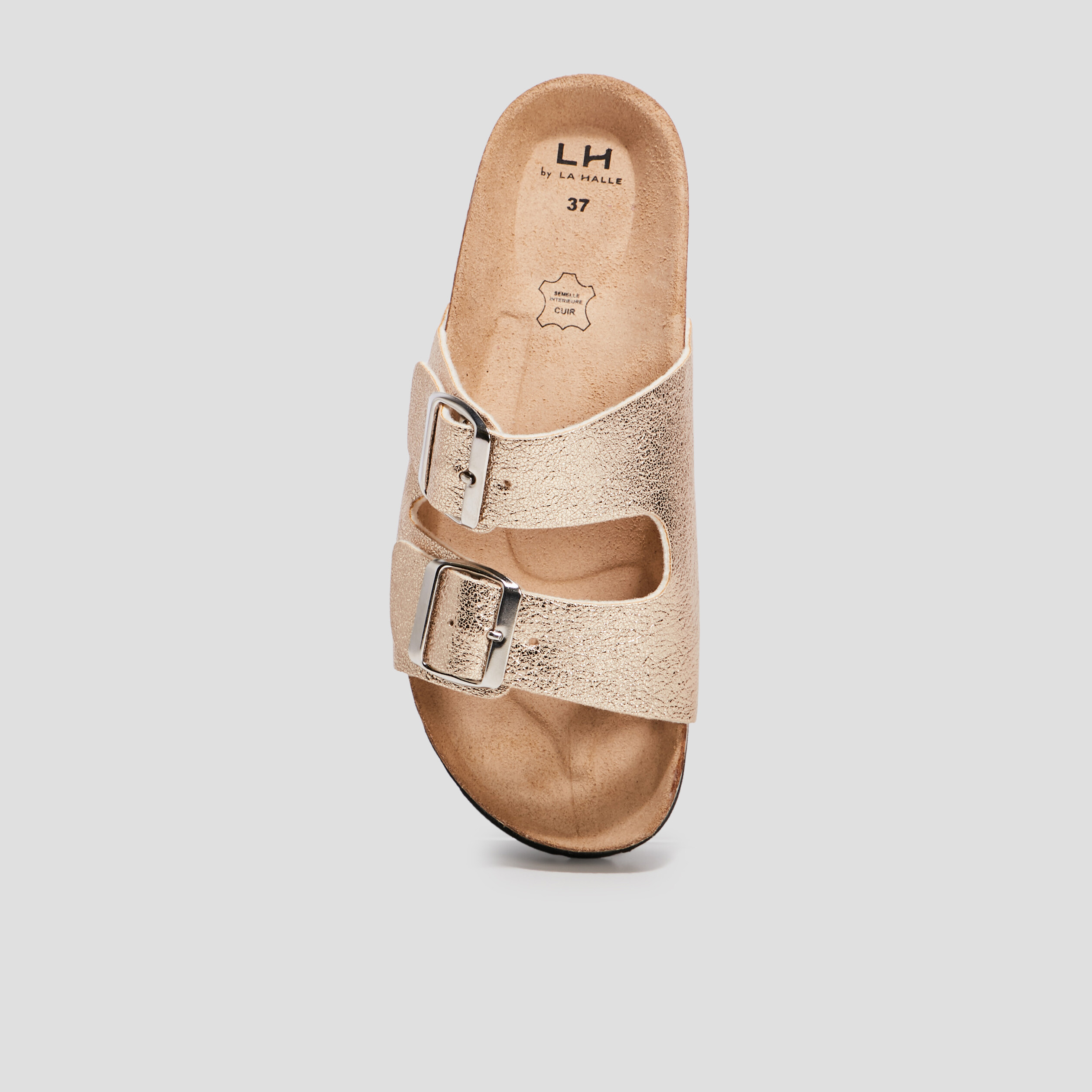 Mules avec doubles boucles jaune or femme