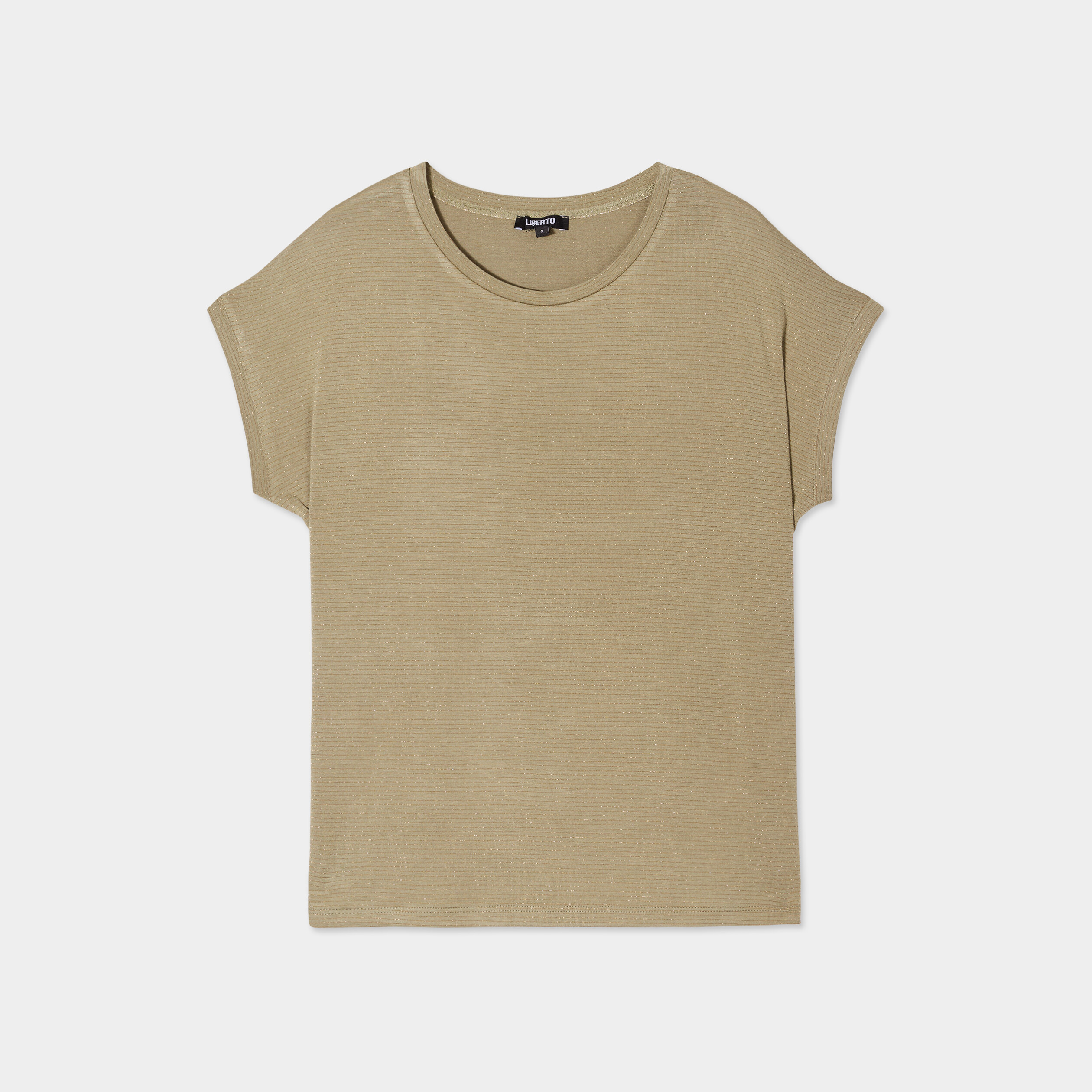 t shirt col rond manches courtes liberto vert kaki femme T-shirt col rond manches courtes Liberto vert kaki femme