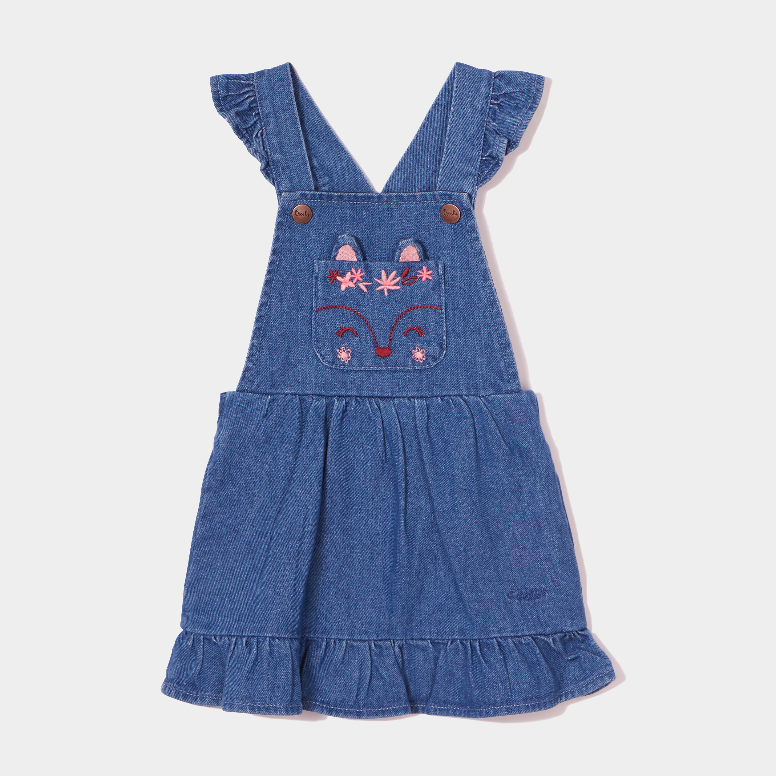 Robe en jean évasée à volants Creeks denim stone bébé fille