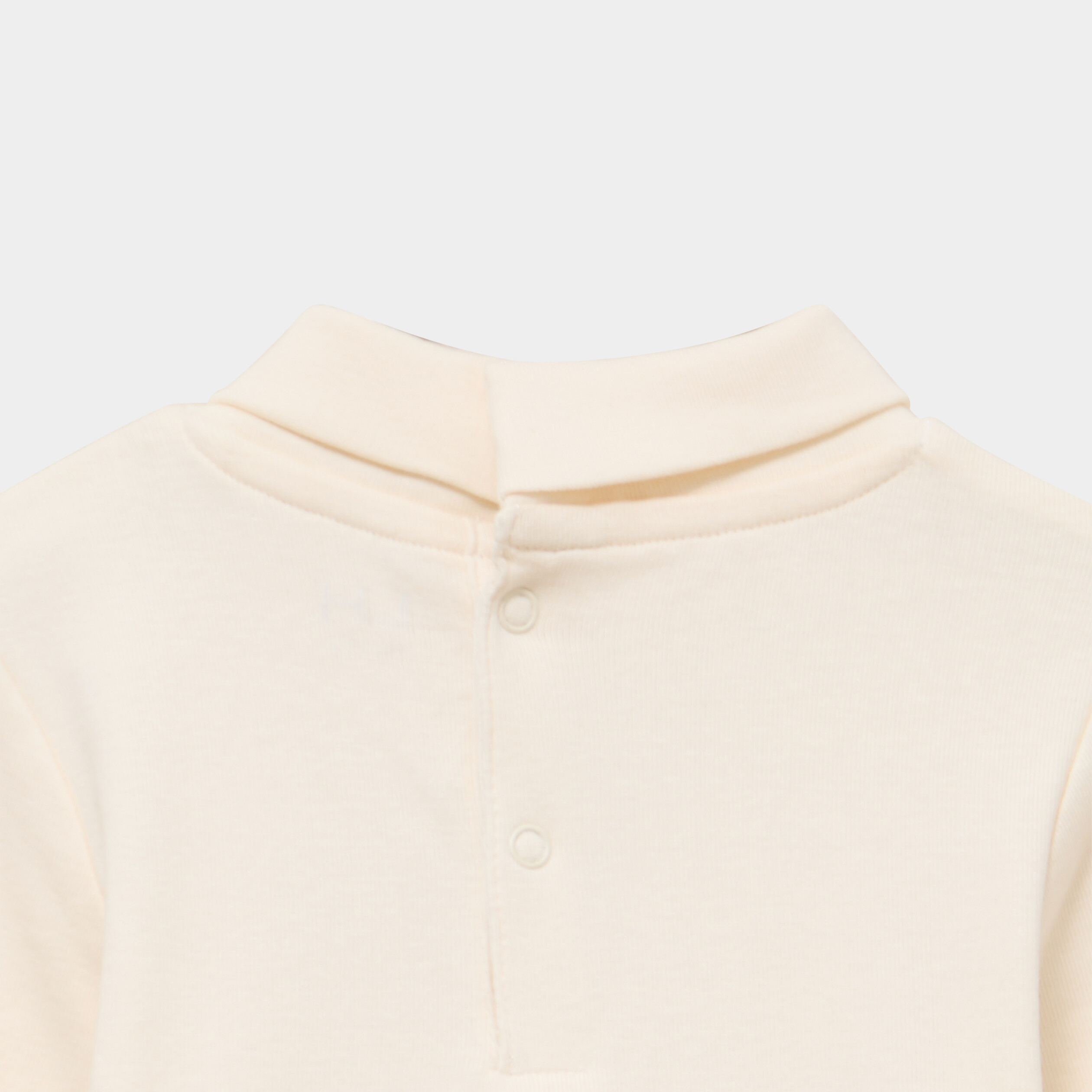 Lot 2 t-shirts col roul&eacute; boutonn&eacute; dos beige b&eacute;b&eacute; gar&ccedil;on