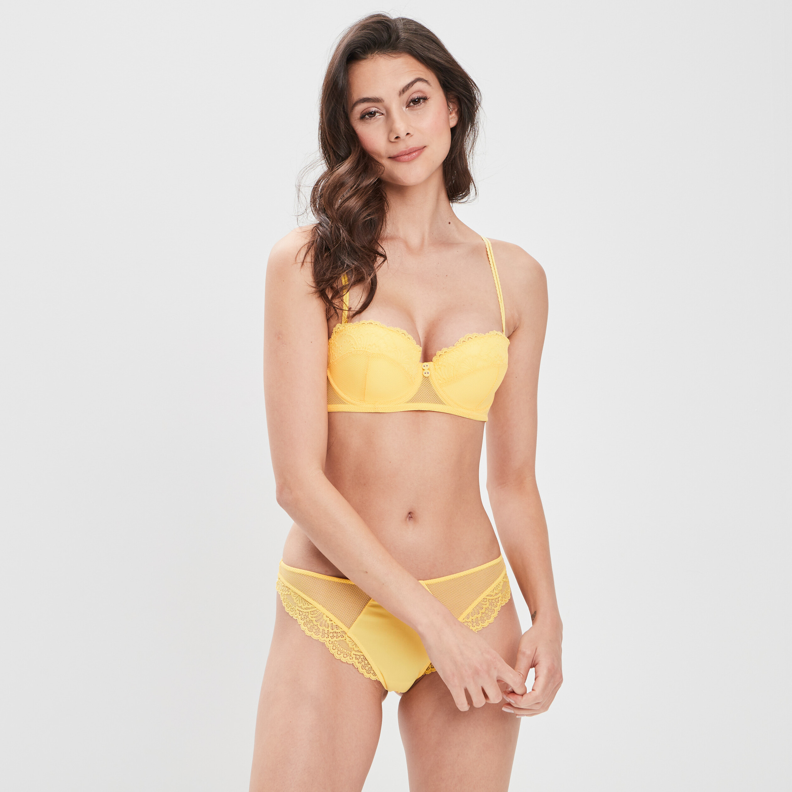 Soutien-gorge bandeau jaune citron femme