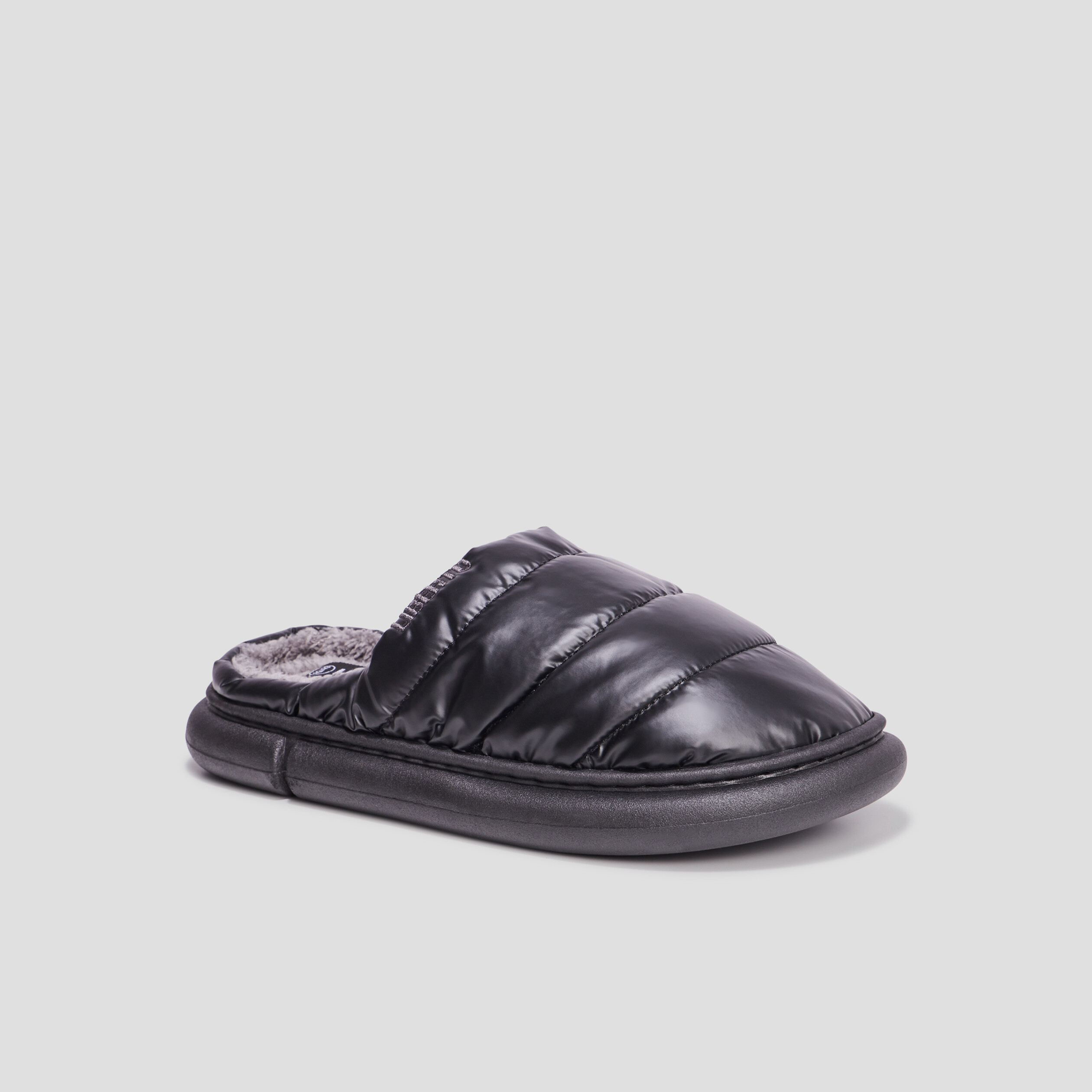 chaussons mules matelasses fourres noir homme Chaussons mules matelassés fourrés noir homme
